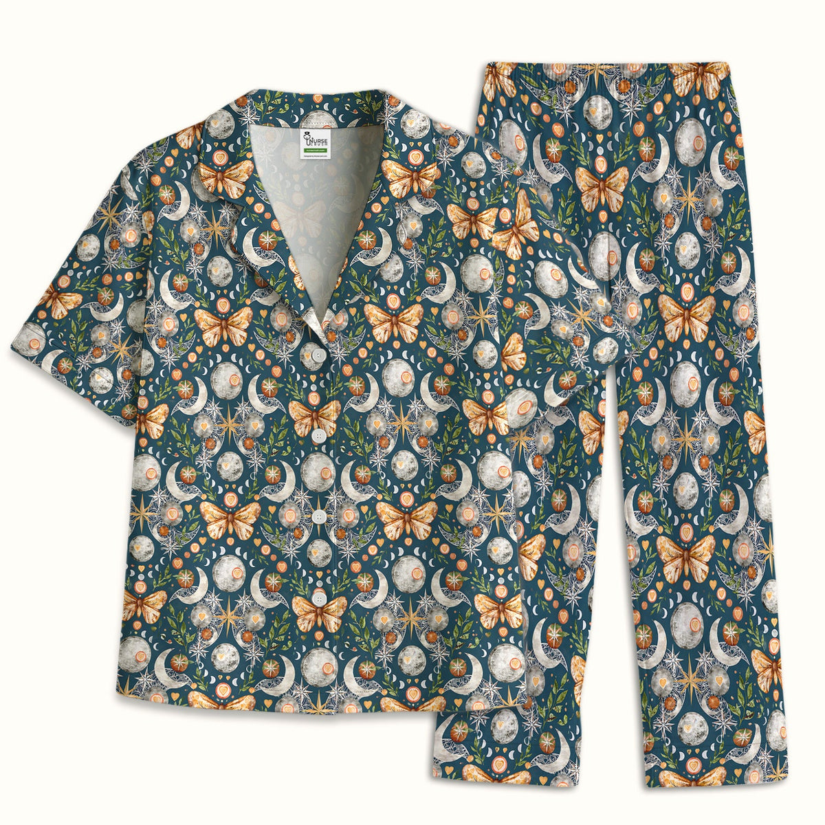 Celestial Butterfly Moonlight Nurse Pajama Set