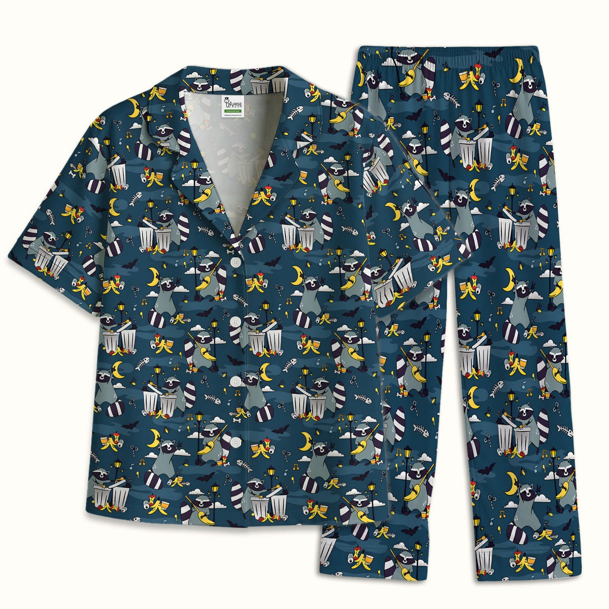 Raccoon Night Trash Banana Peel Pajama Set