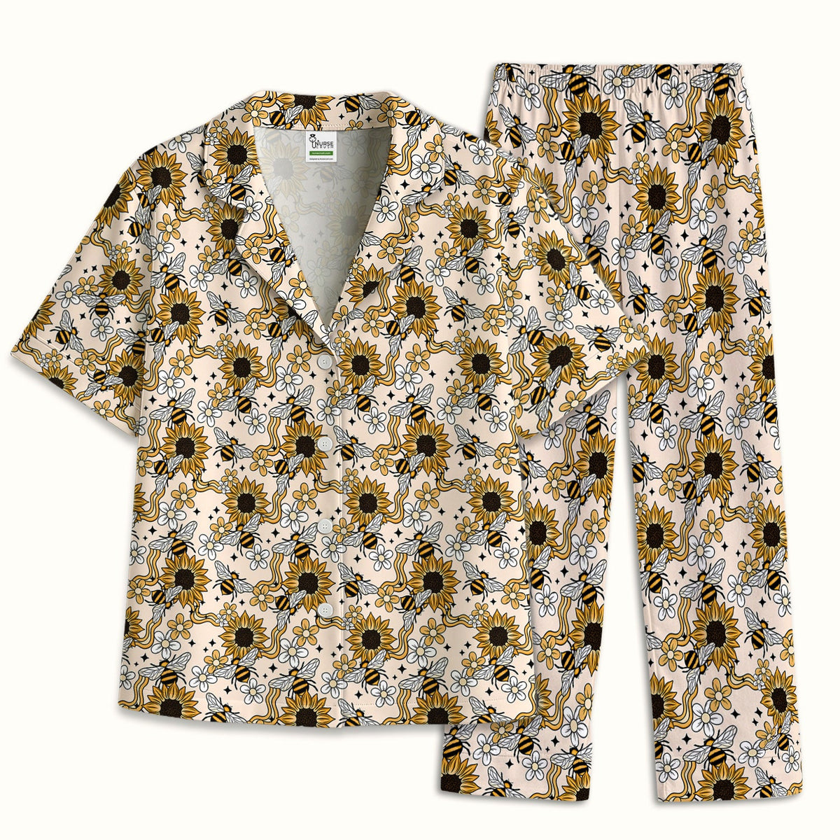 Sunflower Honey Bee Floral Pajama Set