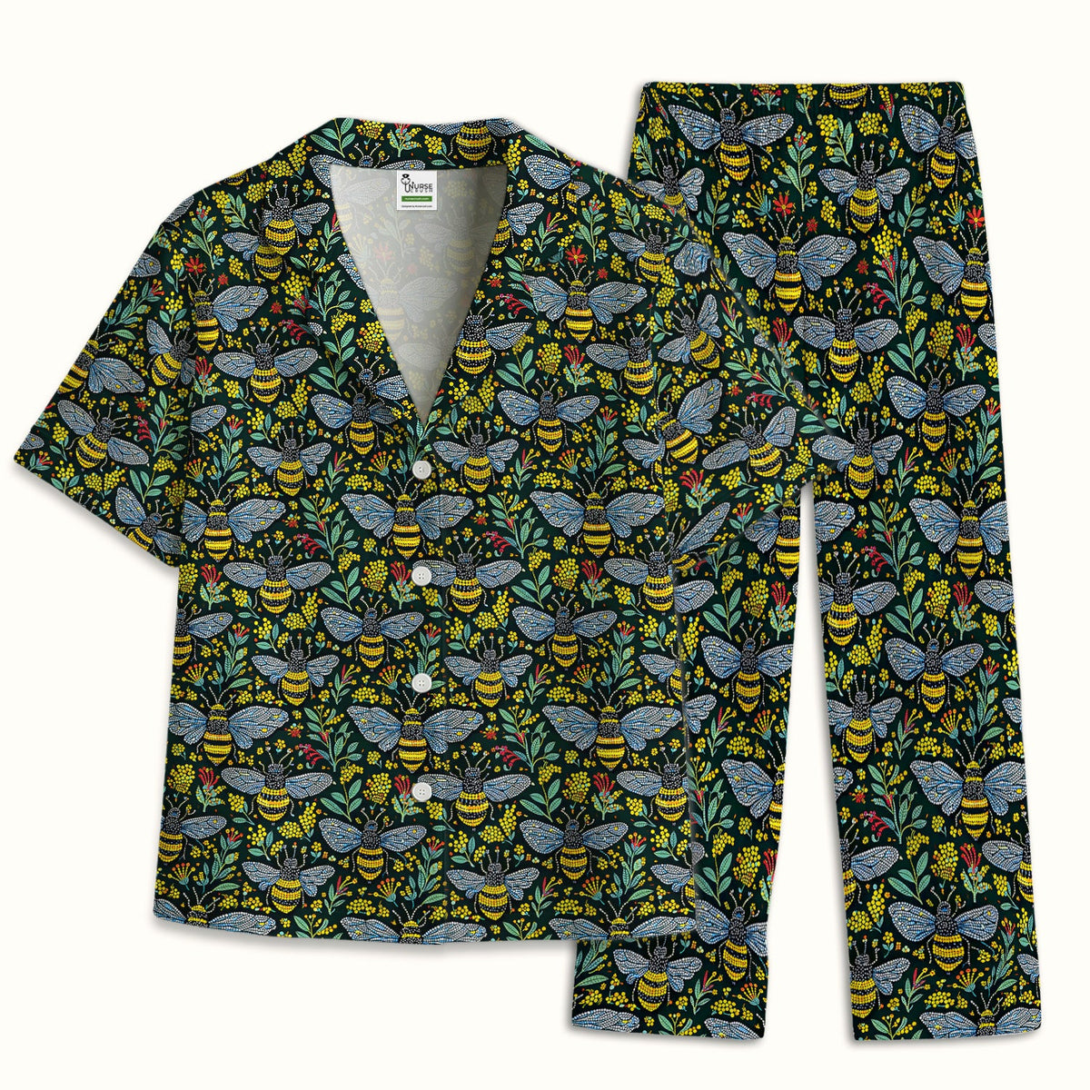 Honey Bee Wildflower Garden Pajama Set For Nurse