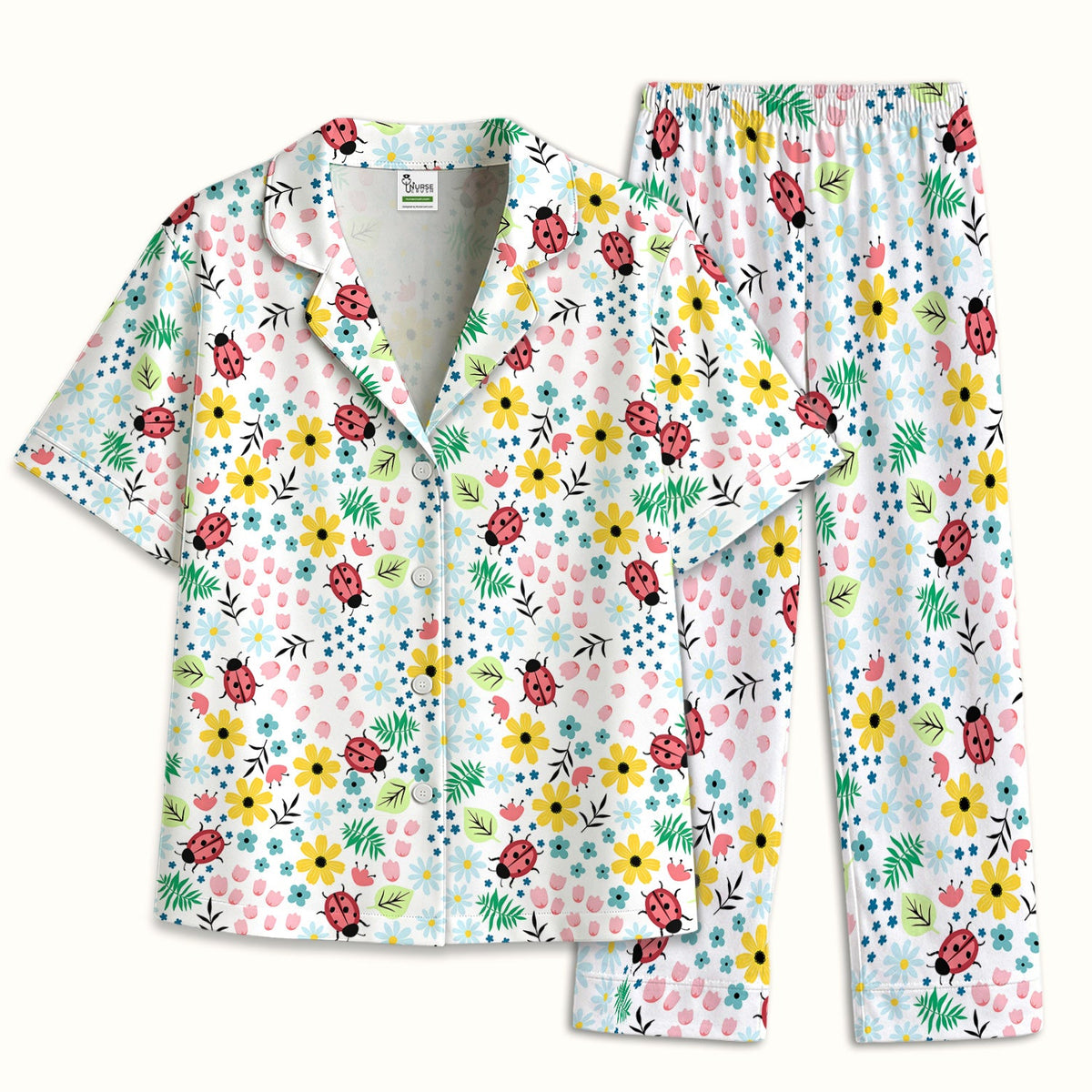 Ladybug Floral Garden Pajama Set