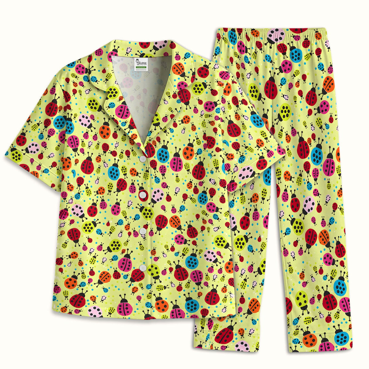 Colorful Ladybug Garden Pajama Set