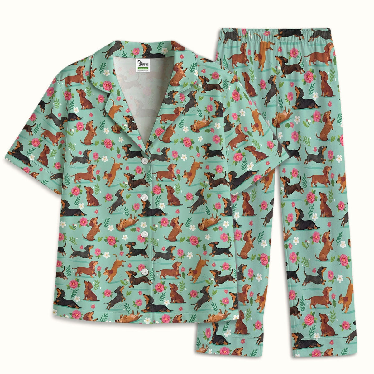 Floral Dachshund Puppy Pajama Set