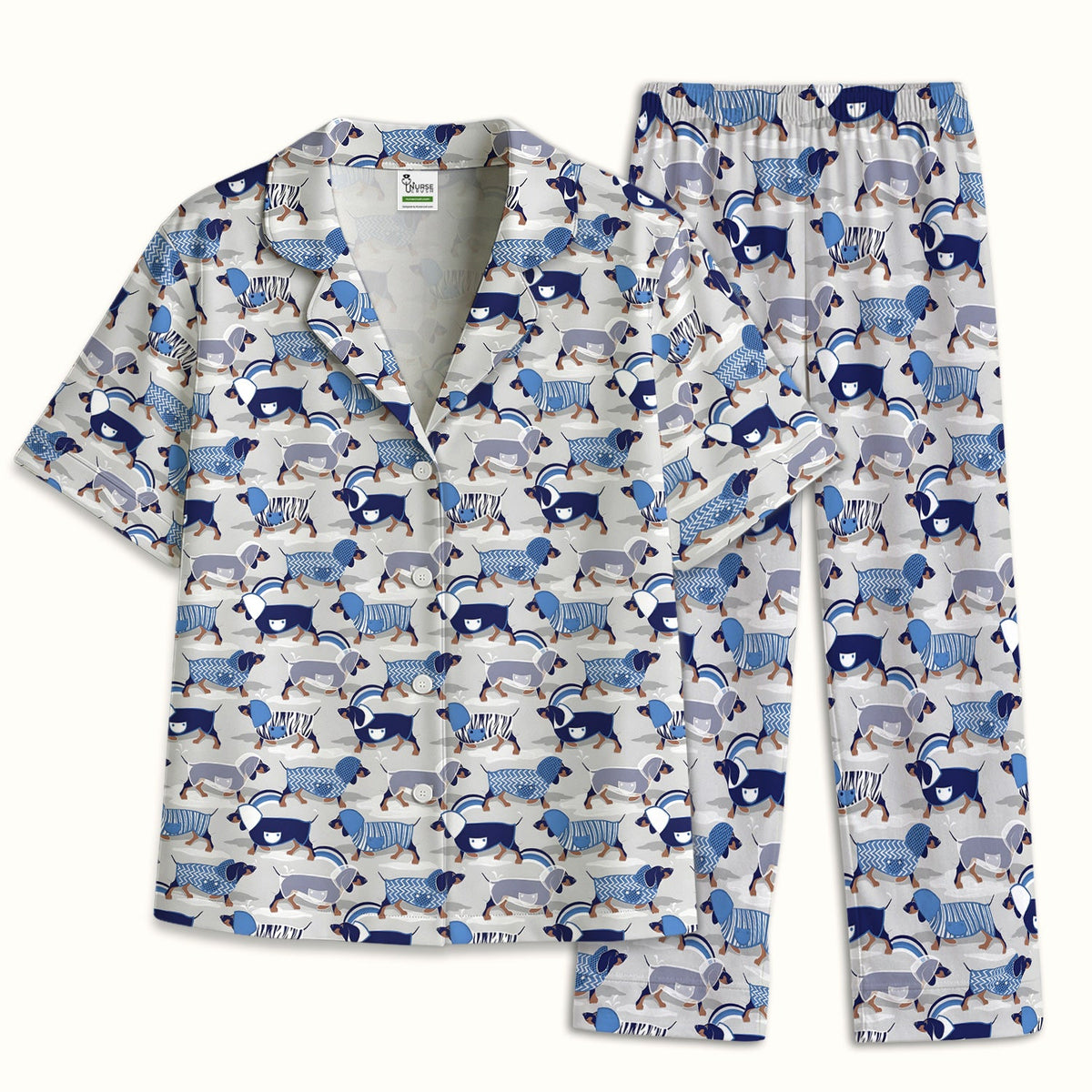 Dachshund Raincoat Parade Nurse Pajama Set