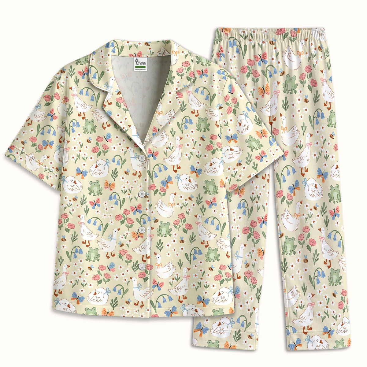 Goose Frog Garden Pajama Set