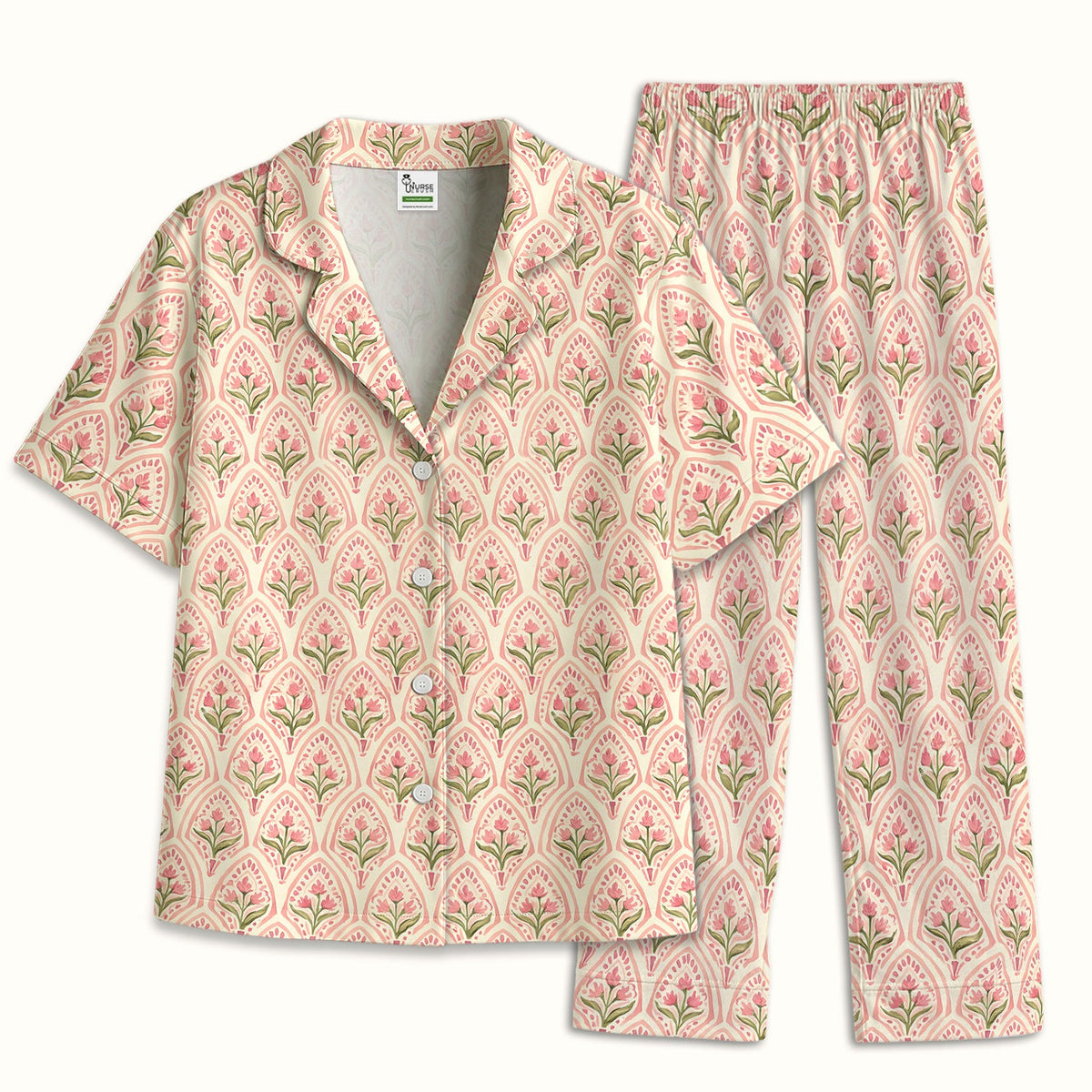 Pink Tulip Floral Arch Pajama Set