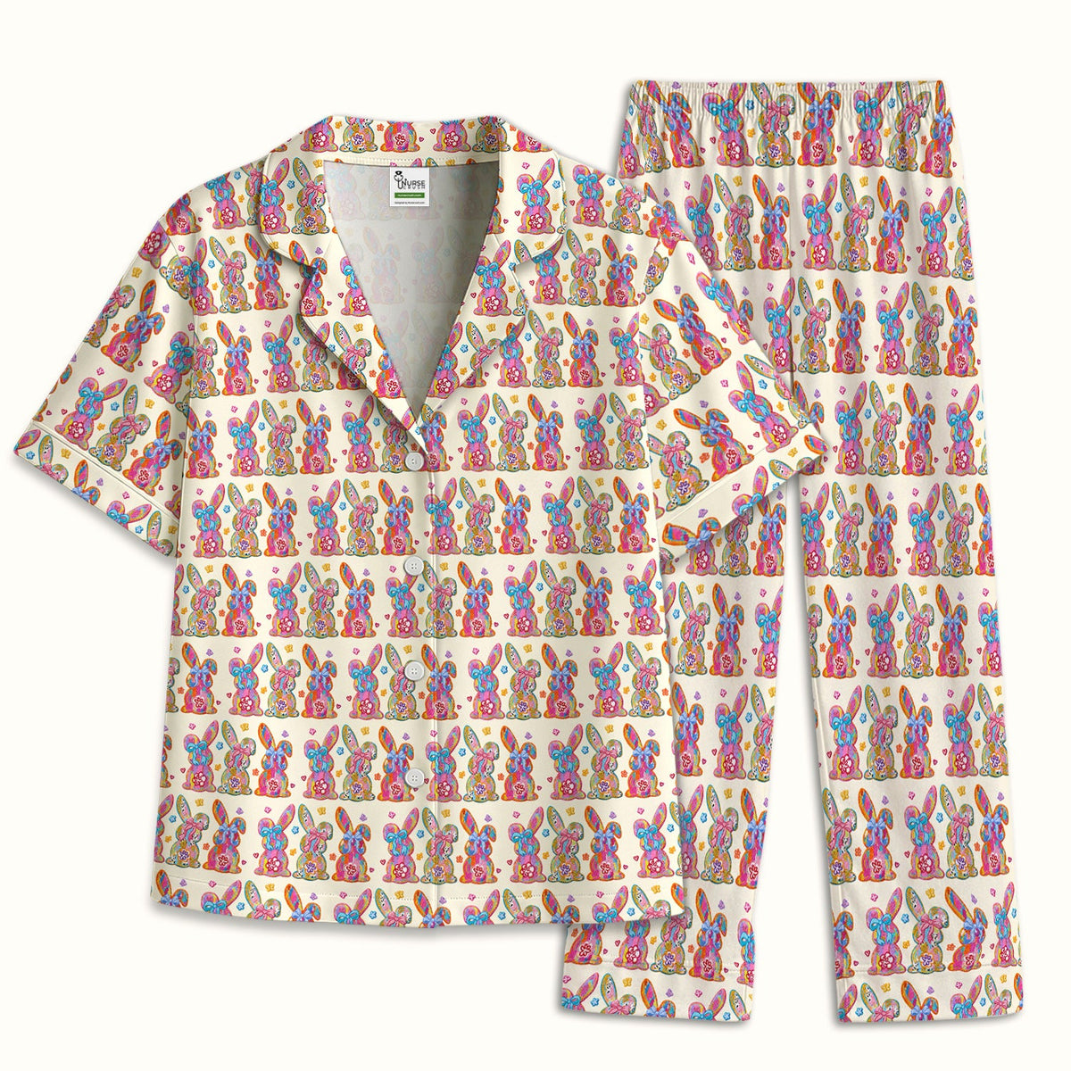 Pastel Bunny Floral Pajama Set