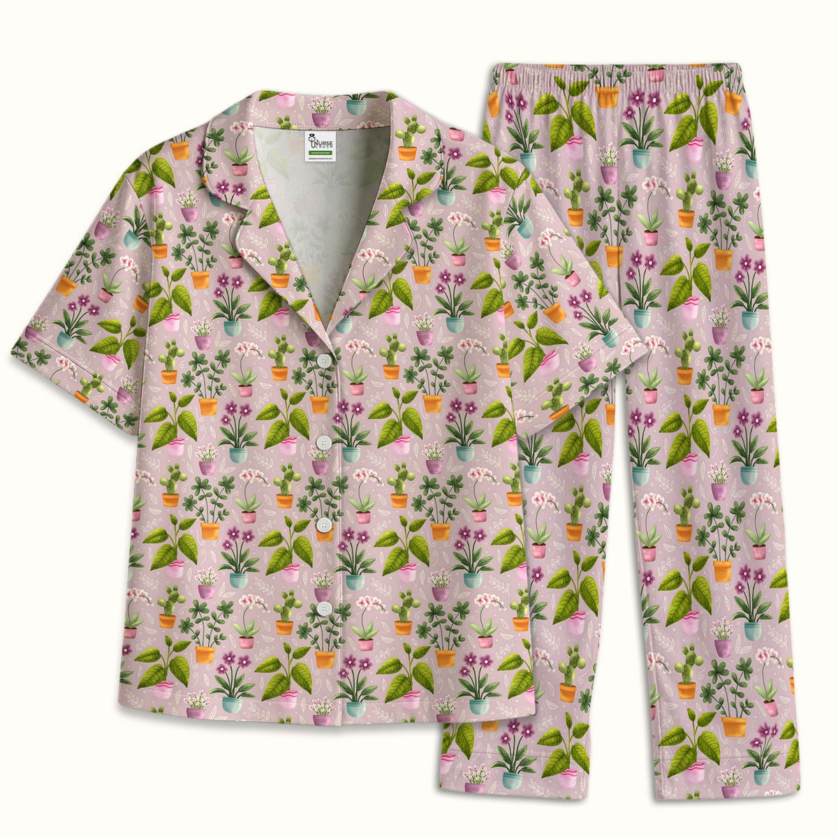 Potted Orchid Cactus Pajama Set