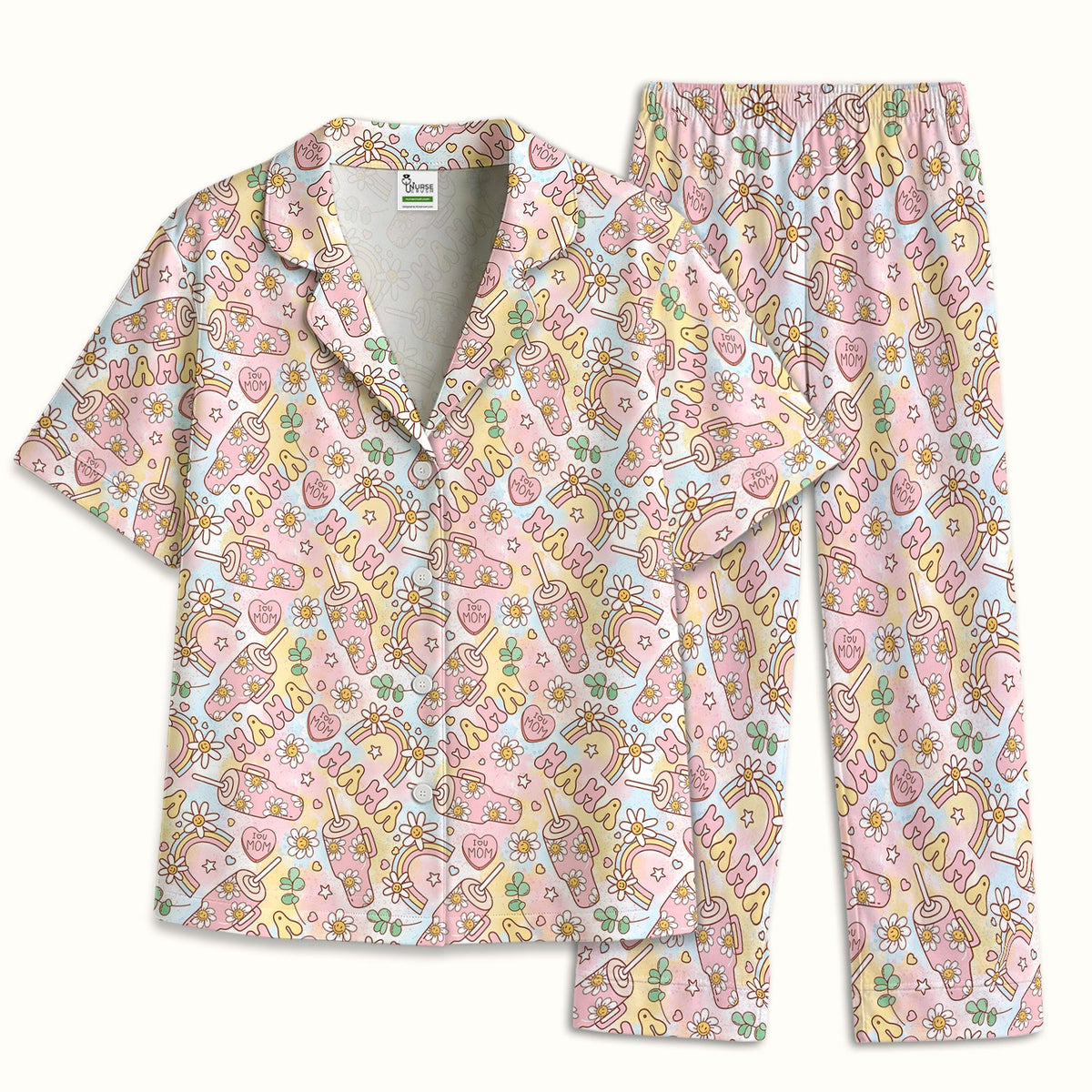 Sweet Nurse Mama Daisy Rainbow Pajama Set
