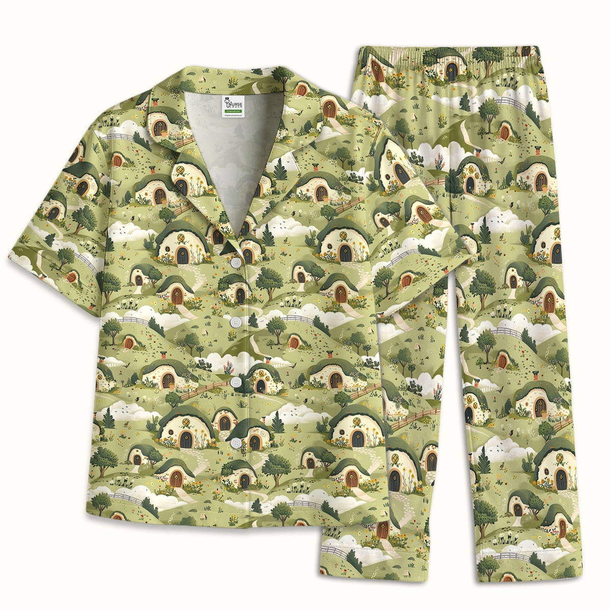 Cozy Hobbit Village Landscape Pajama Set