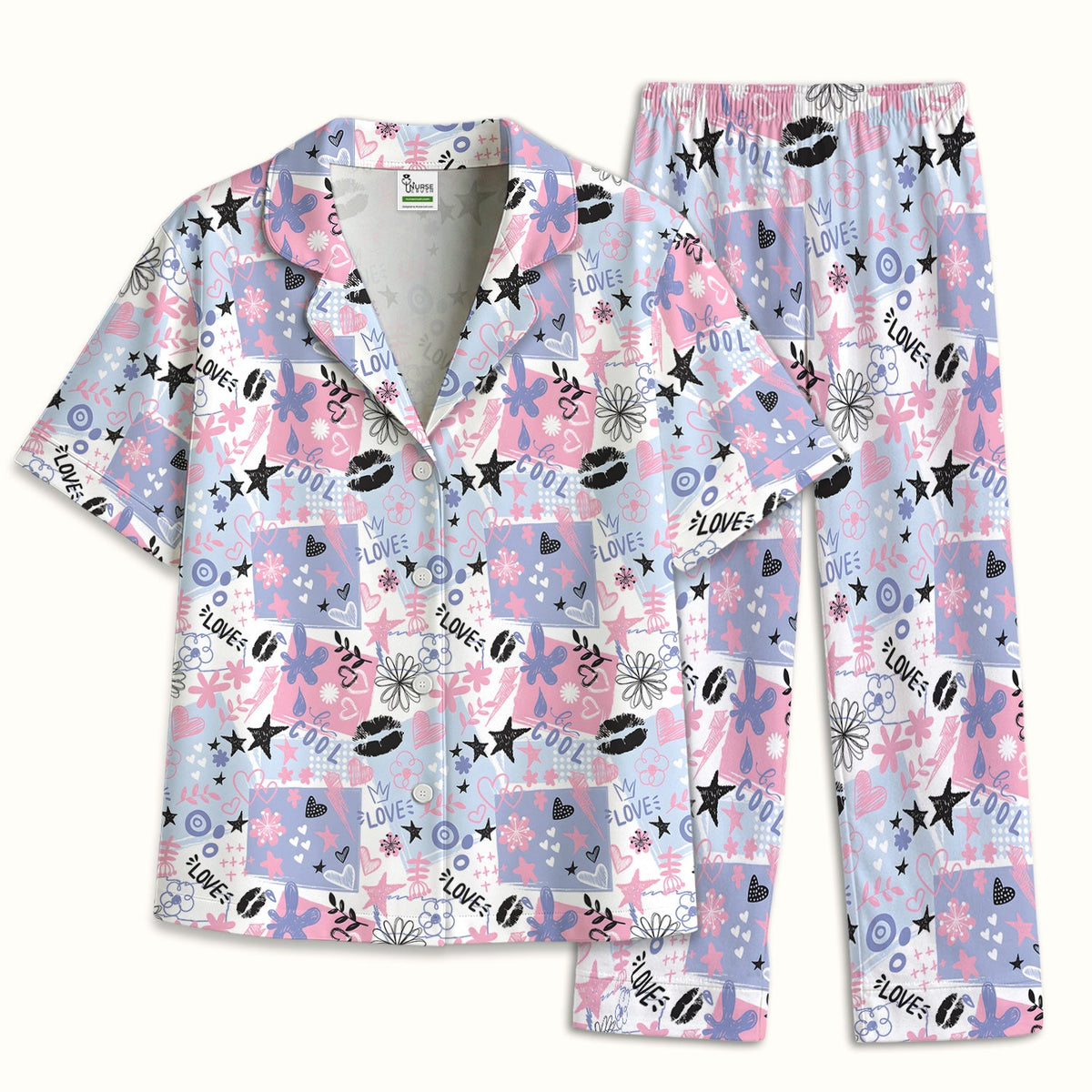 Love Hearts Doodle Pajama Set