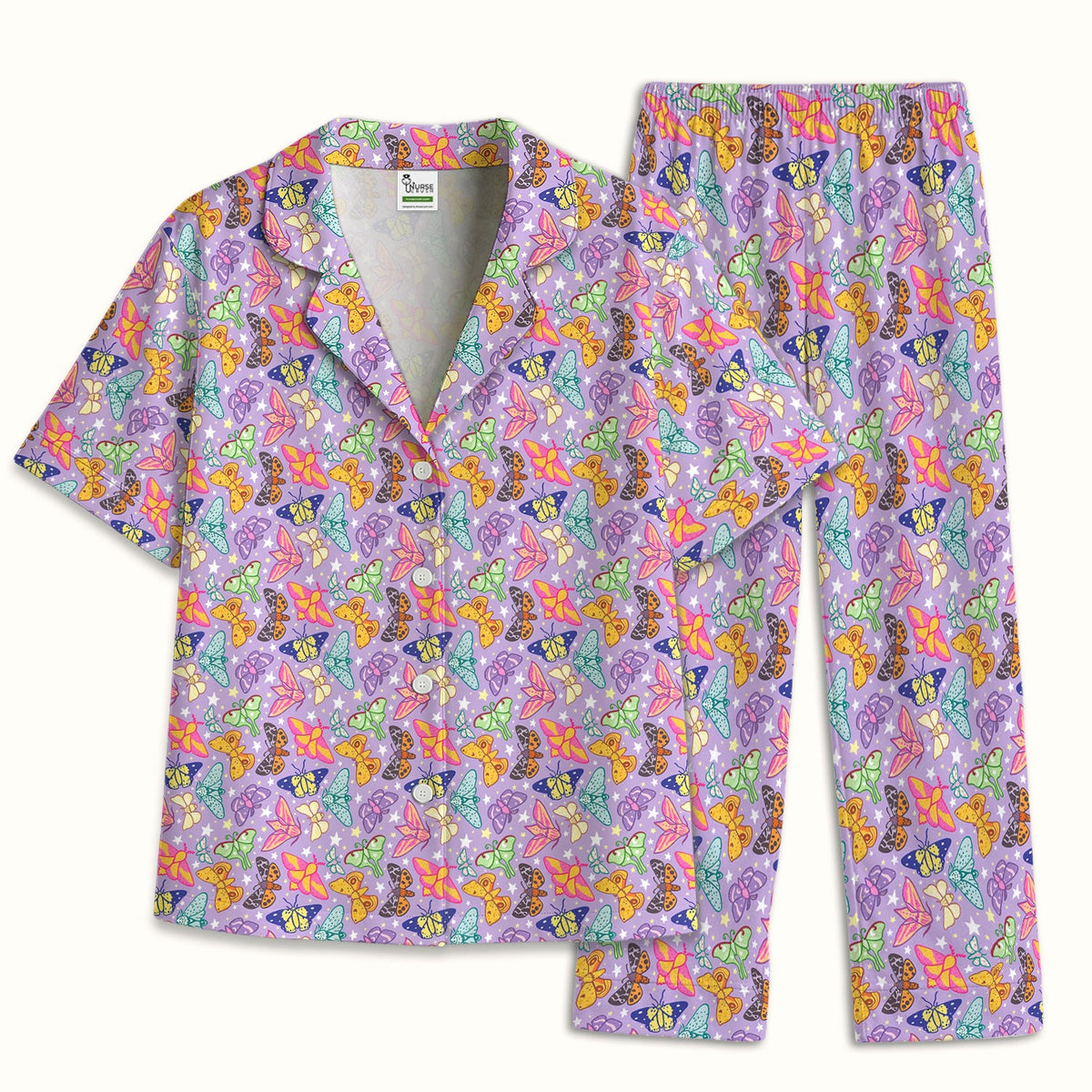 Colorful Butterfly Moth Garden Pajama Set