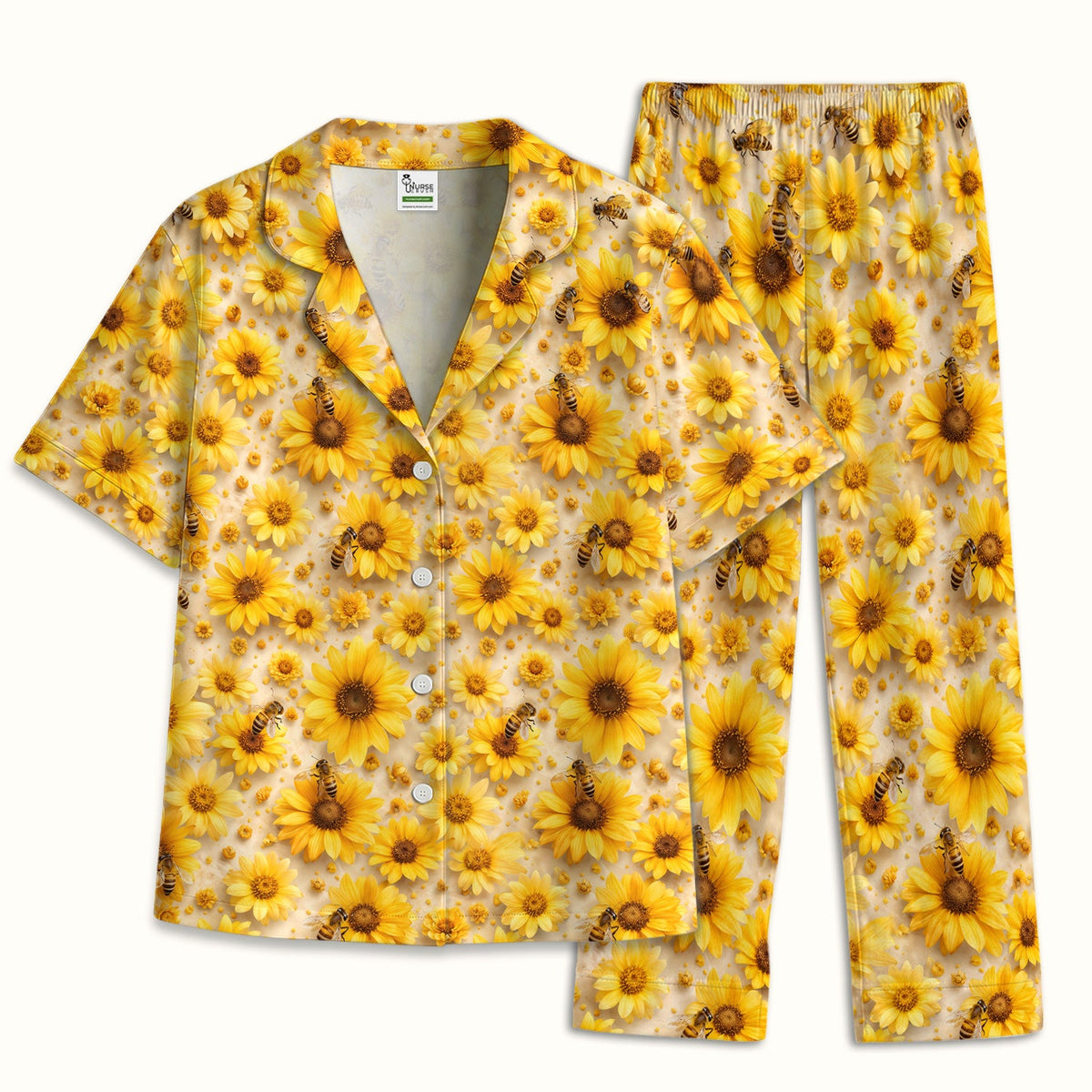 Yellow Sunflower Bee Garden Pajama Set