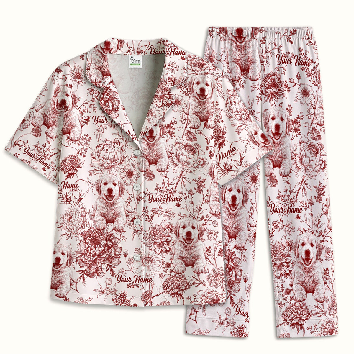 Personalized Pet Photo Floral Pajama Set