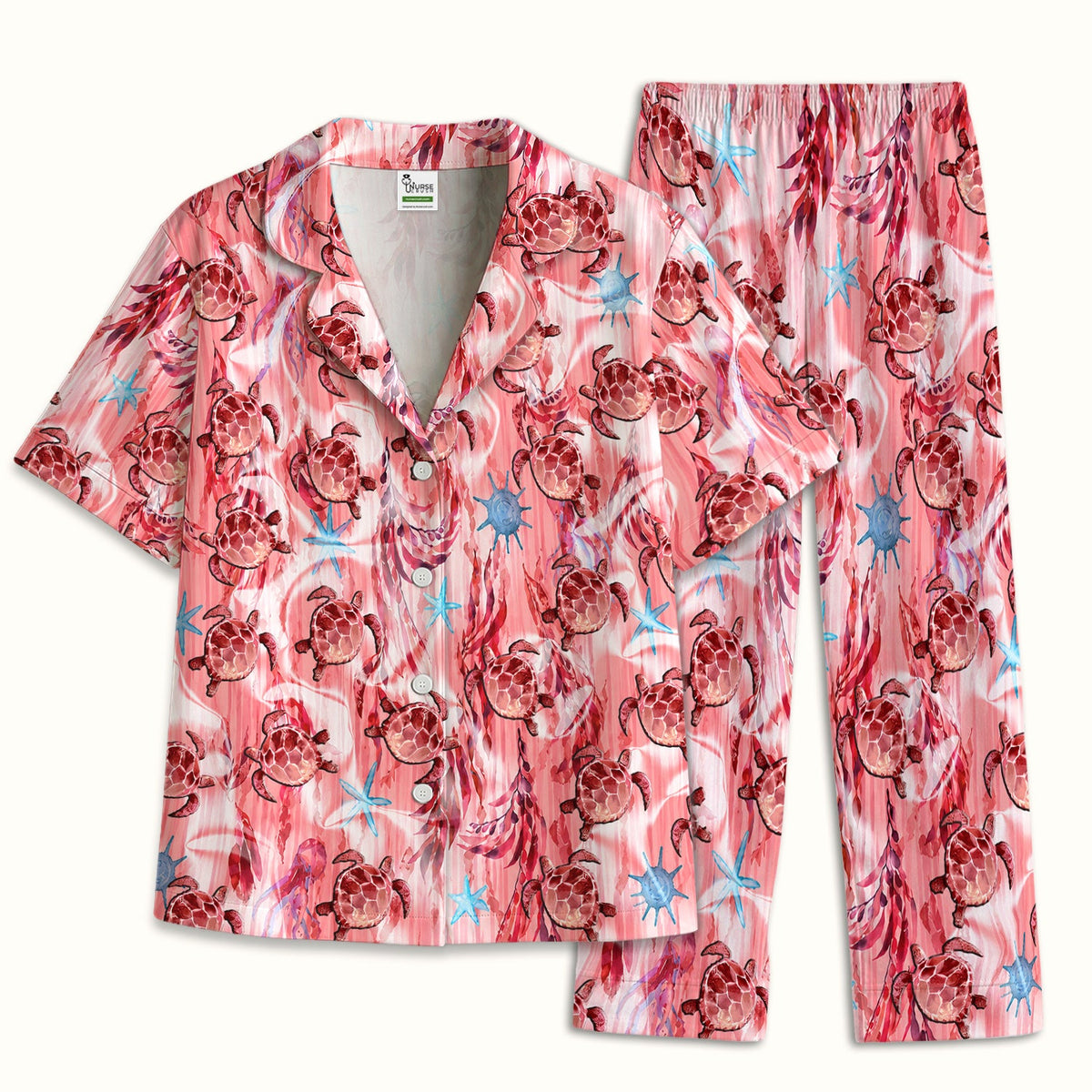 Pink Sea Turtle Ocean Pajama Set