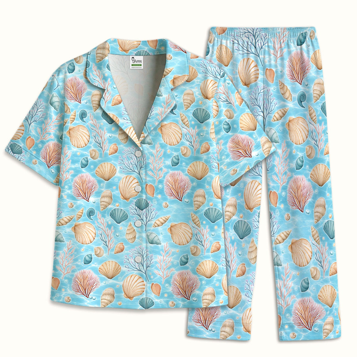 Coastal Seashell And Coral Reef Pajama Set