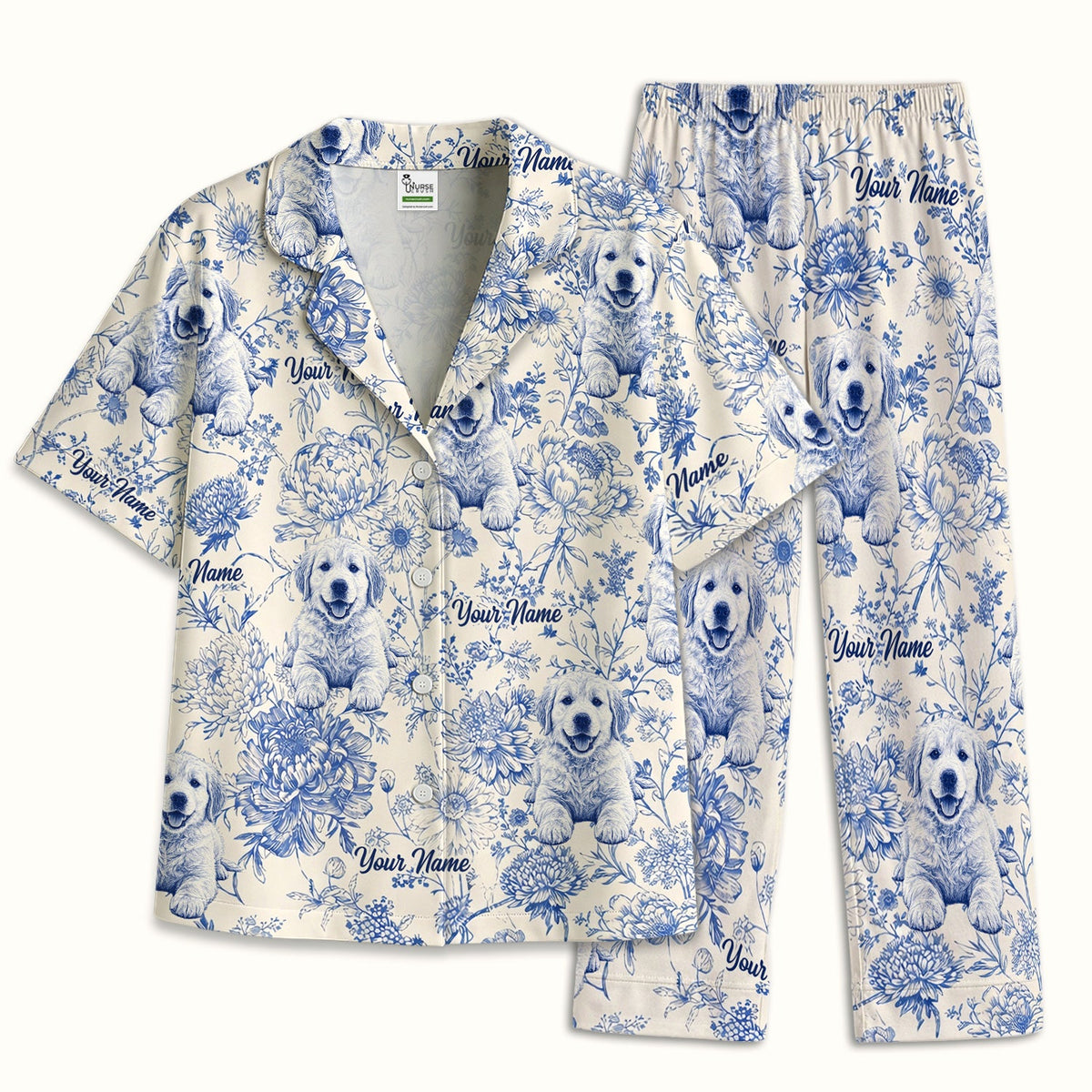 Personalized Pet Photo Floral Pajama Set
