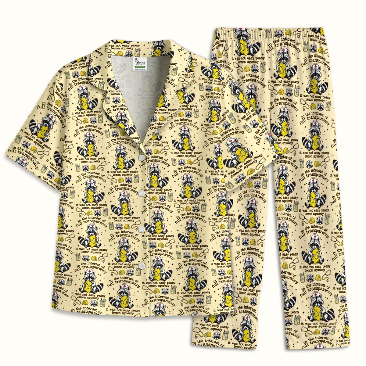 Raccoon Lemon Quote Pajama Set