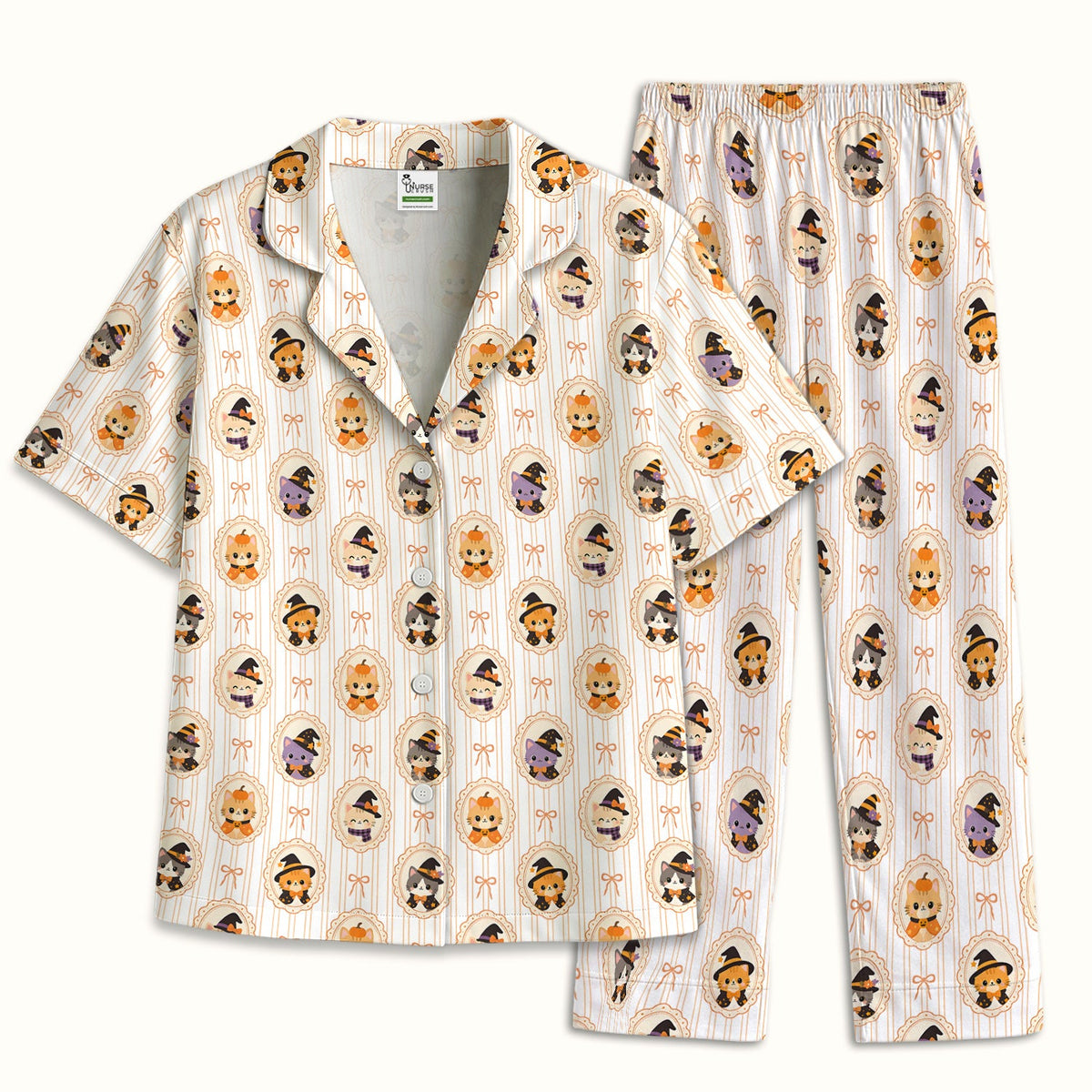 Halloween Cat Stripe Pajama Set