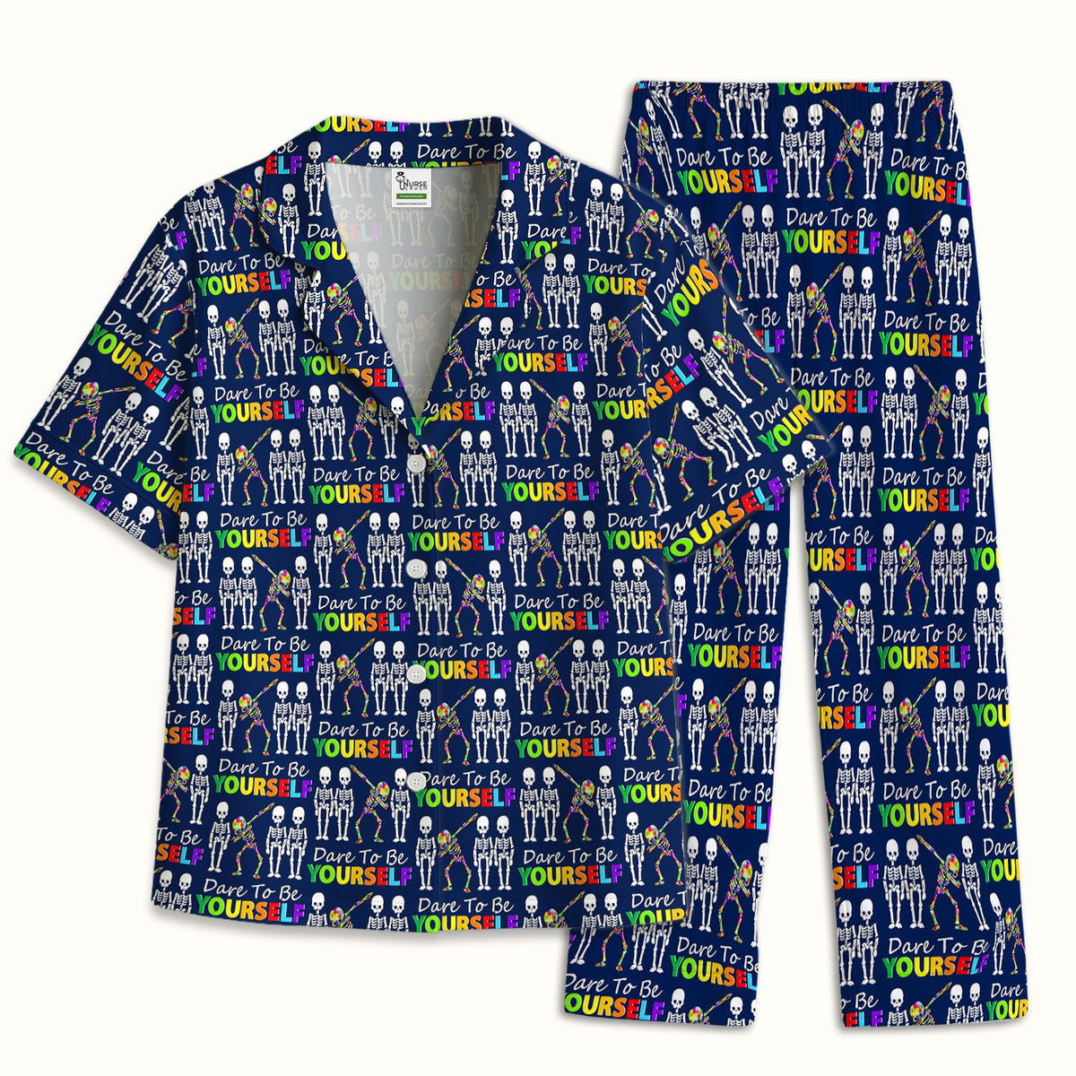 Rainbow Skeleton Dare To Be Yourself Pajama Set
