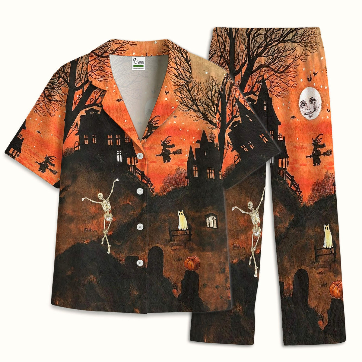 Haunted House Pajama Set - Halloween Gift For Nurse