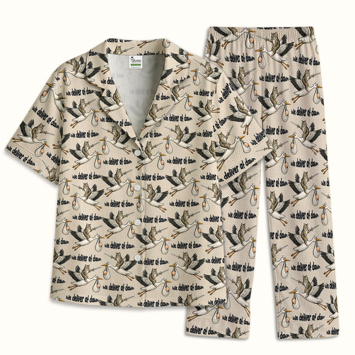 Stork Cat Delivery Pajama Set