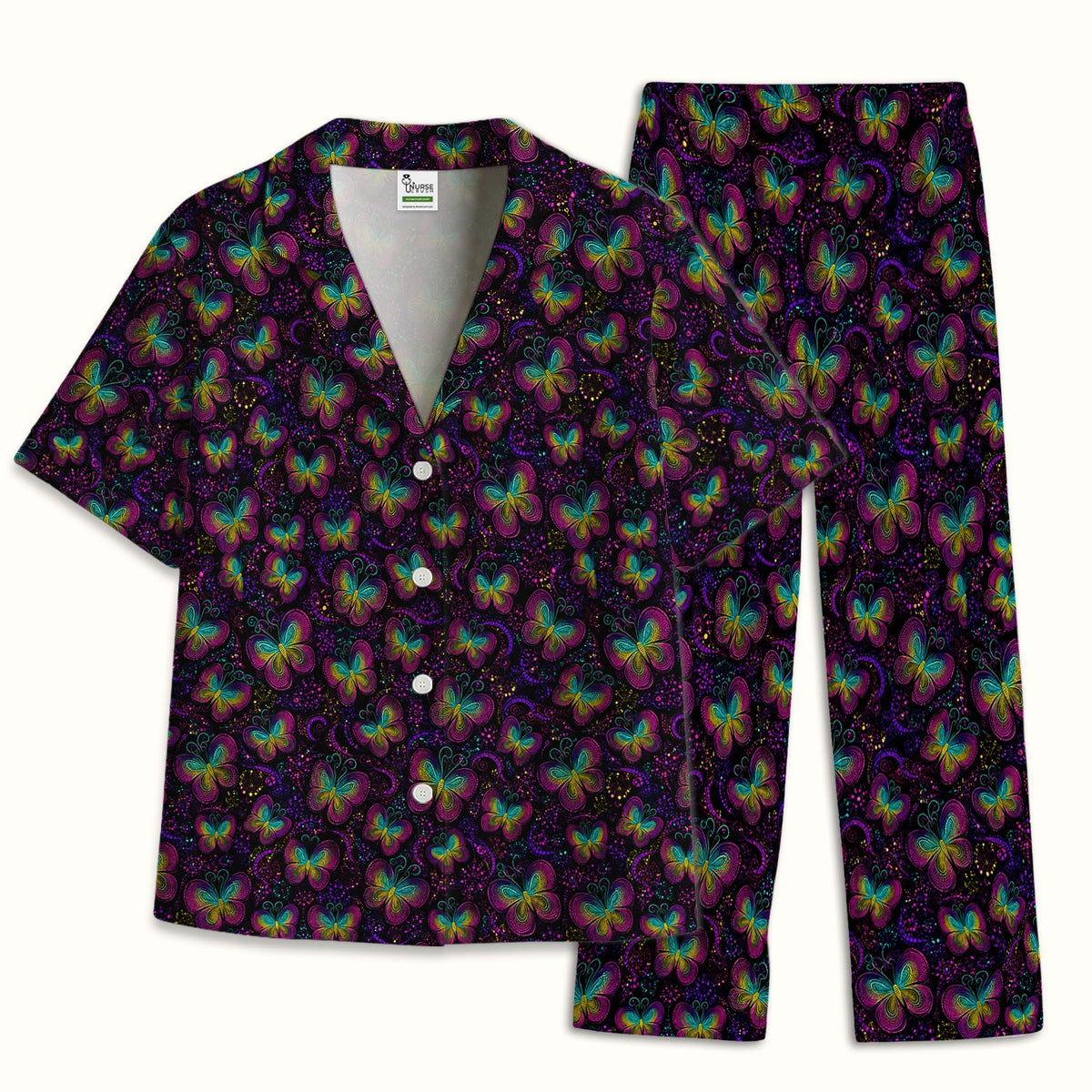 Neon Butterfly Swirl Pajama Set