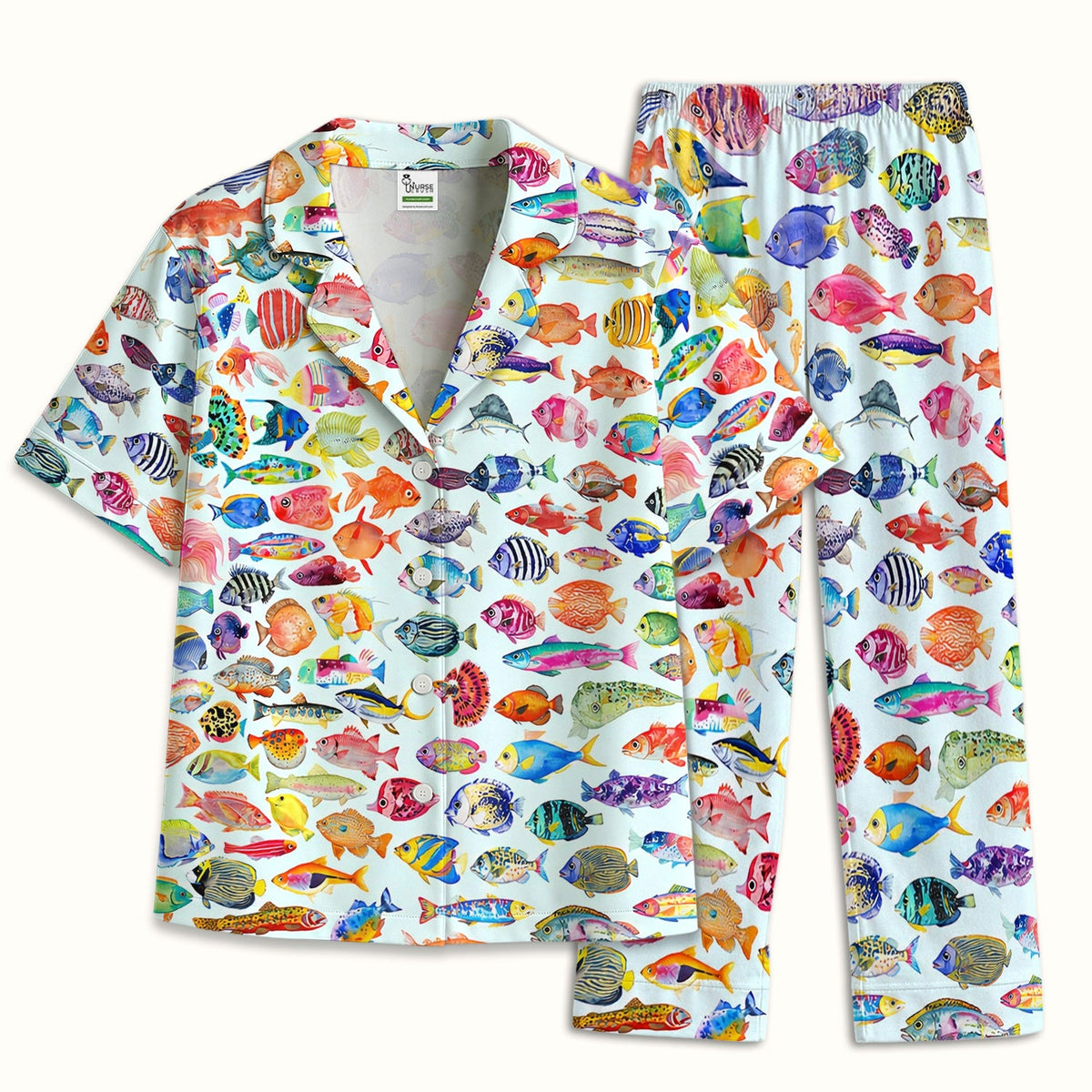 Colorful Tropical Fish Print Pajama Set