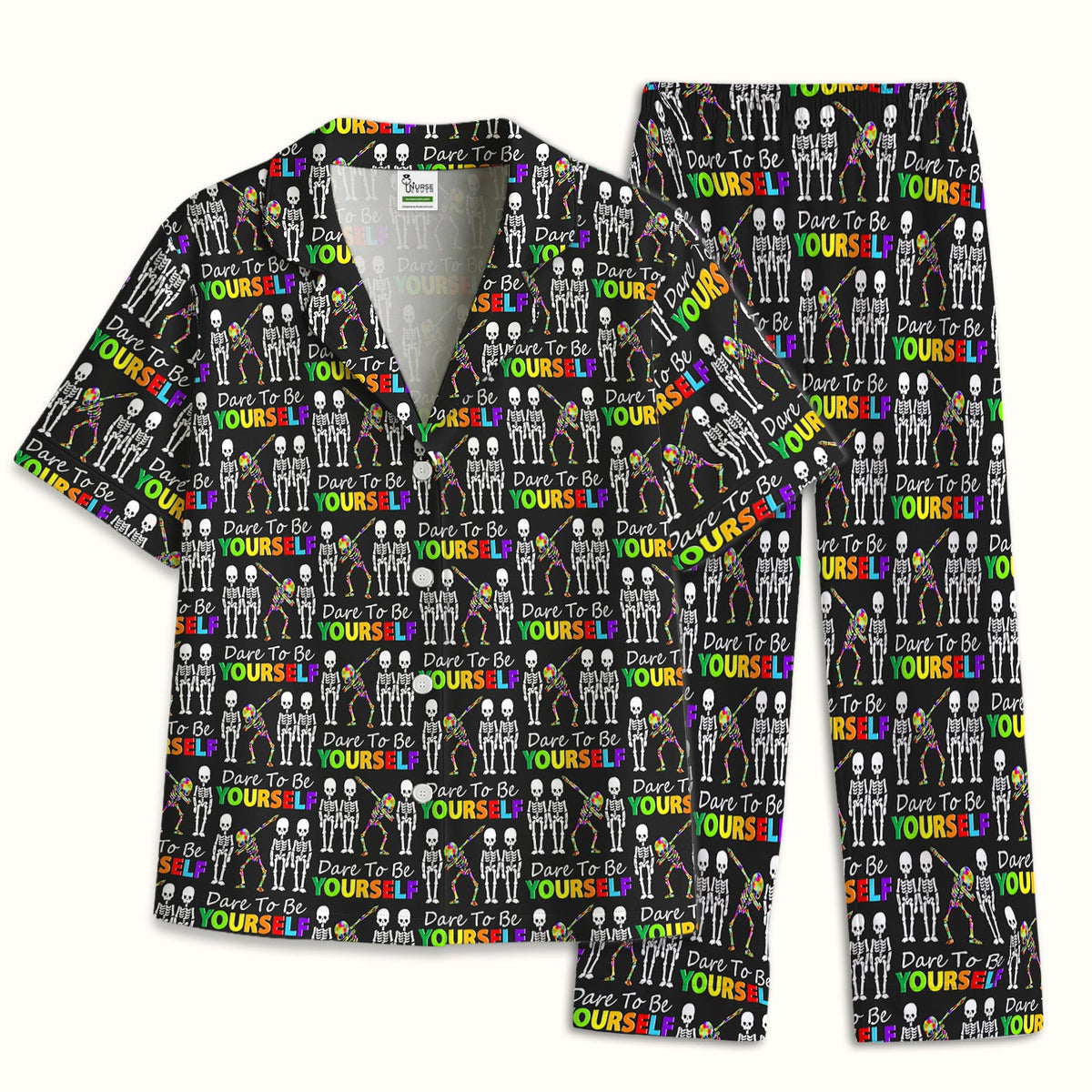 Rainbow Skeleton Dare To Be Yourself Pajama Set