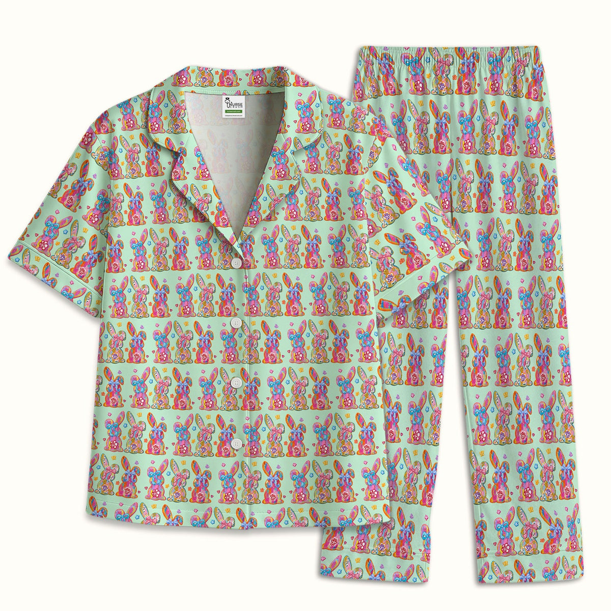 Pastel Bunny Floral Pajama Set