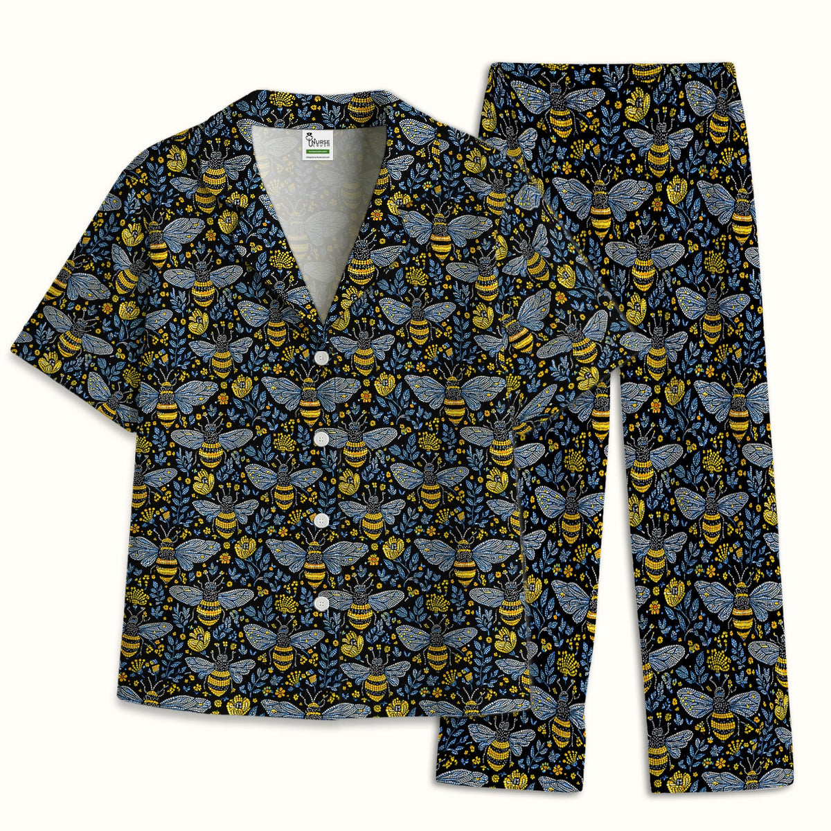 Honey Bee Wildflower Garden Pajama Set For Nurse