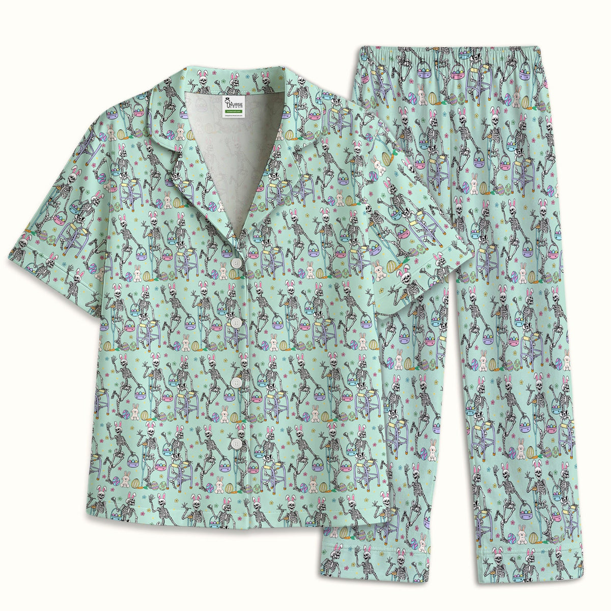 Fun Skeleton Bunny Pajama Set - Easter Gift For Nurse