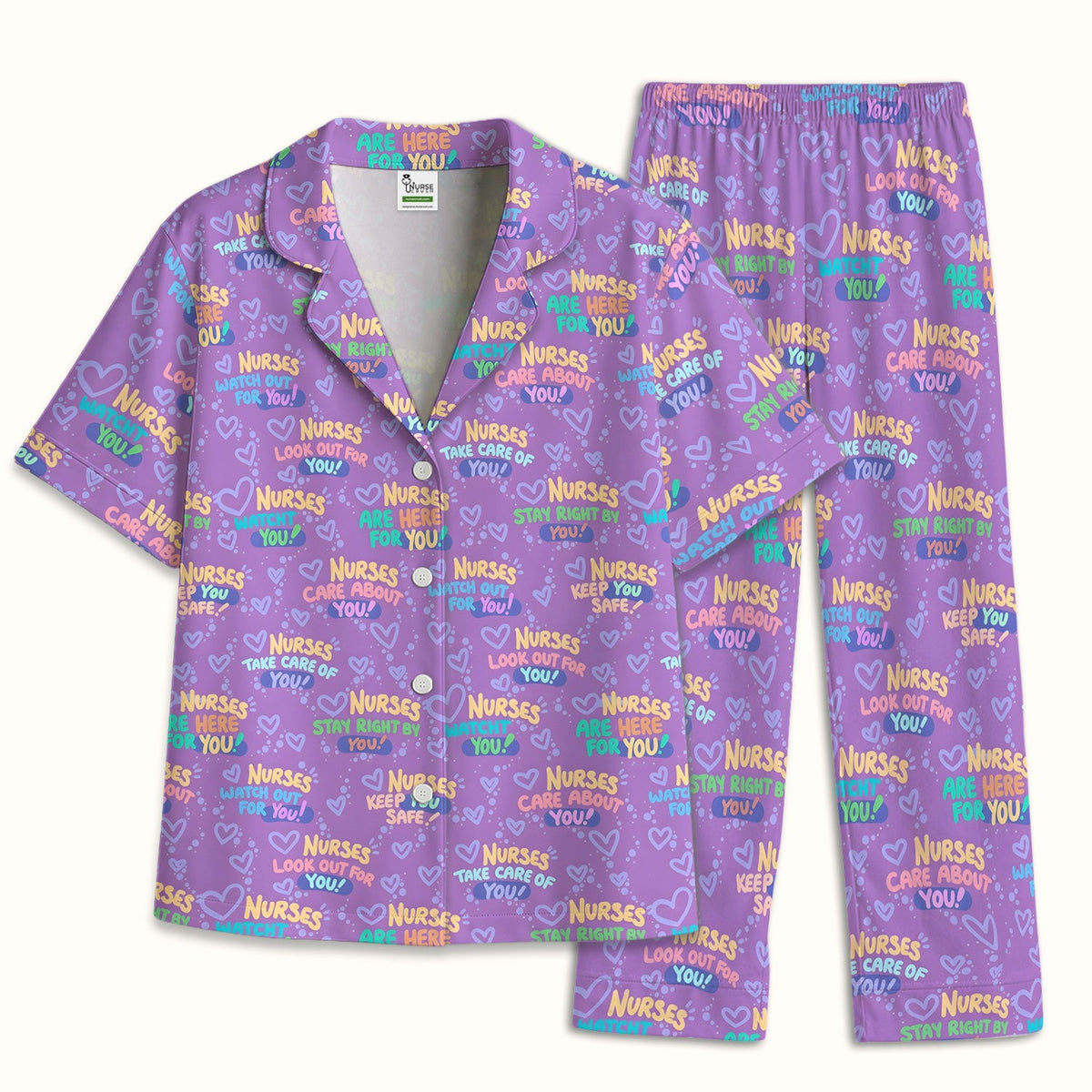 Nurse Quote Care Message Blue Purple Pajama Set