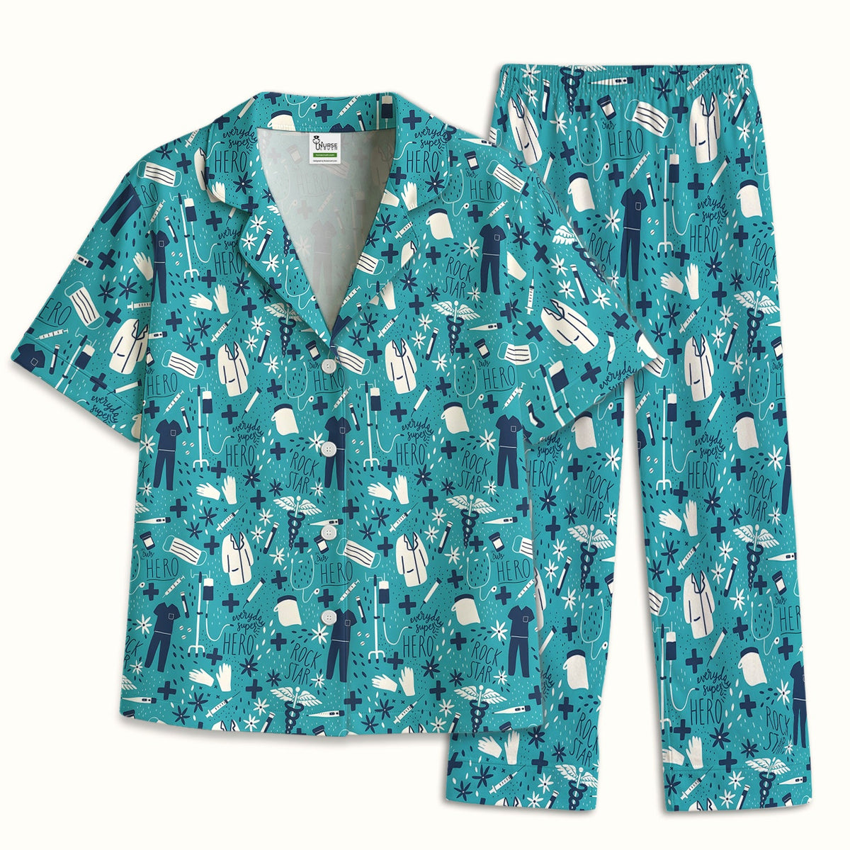 Nurse Quote Care Message Grey Teal Pajama Set