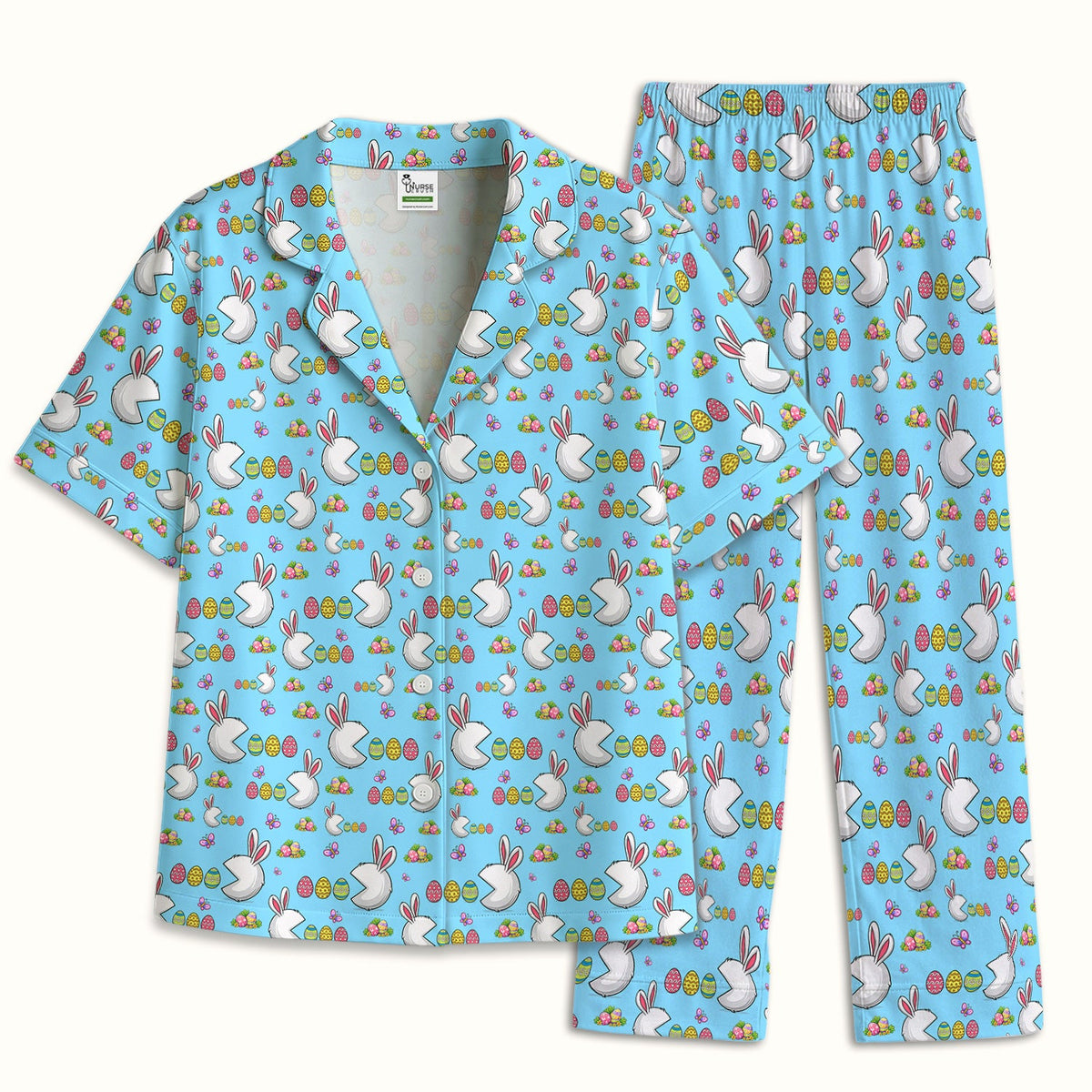 Personalized Easter Bunny Colorful Eggs Pajama Set
