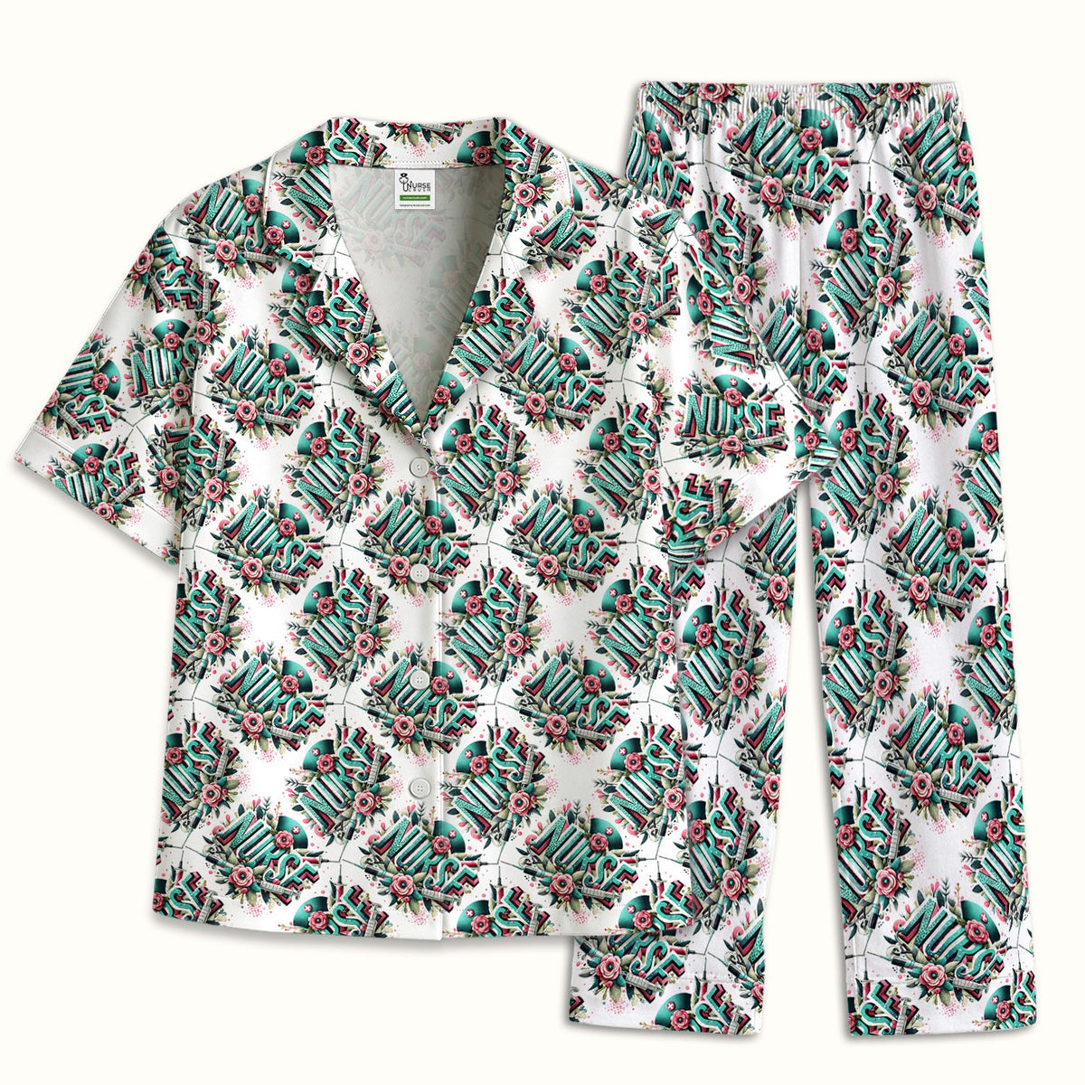 Typography Floral Pajama Set