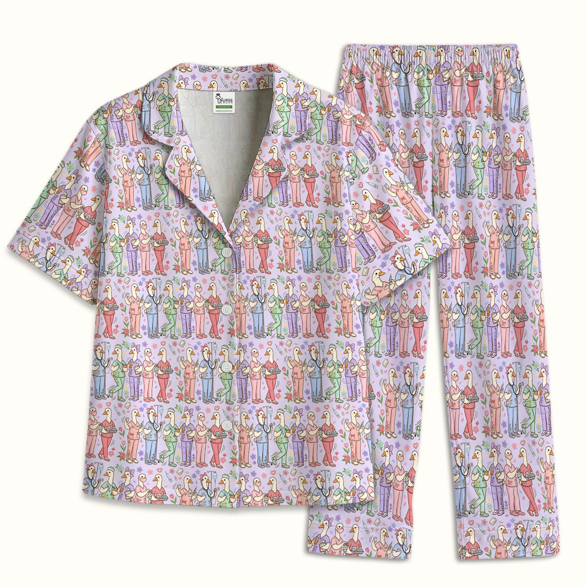 Goose Characters Floral Pajama Set