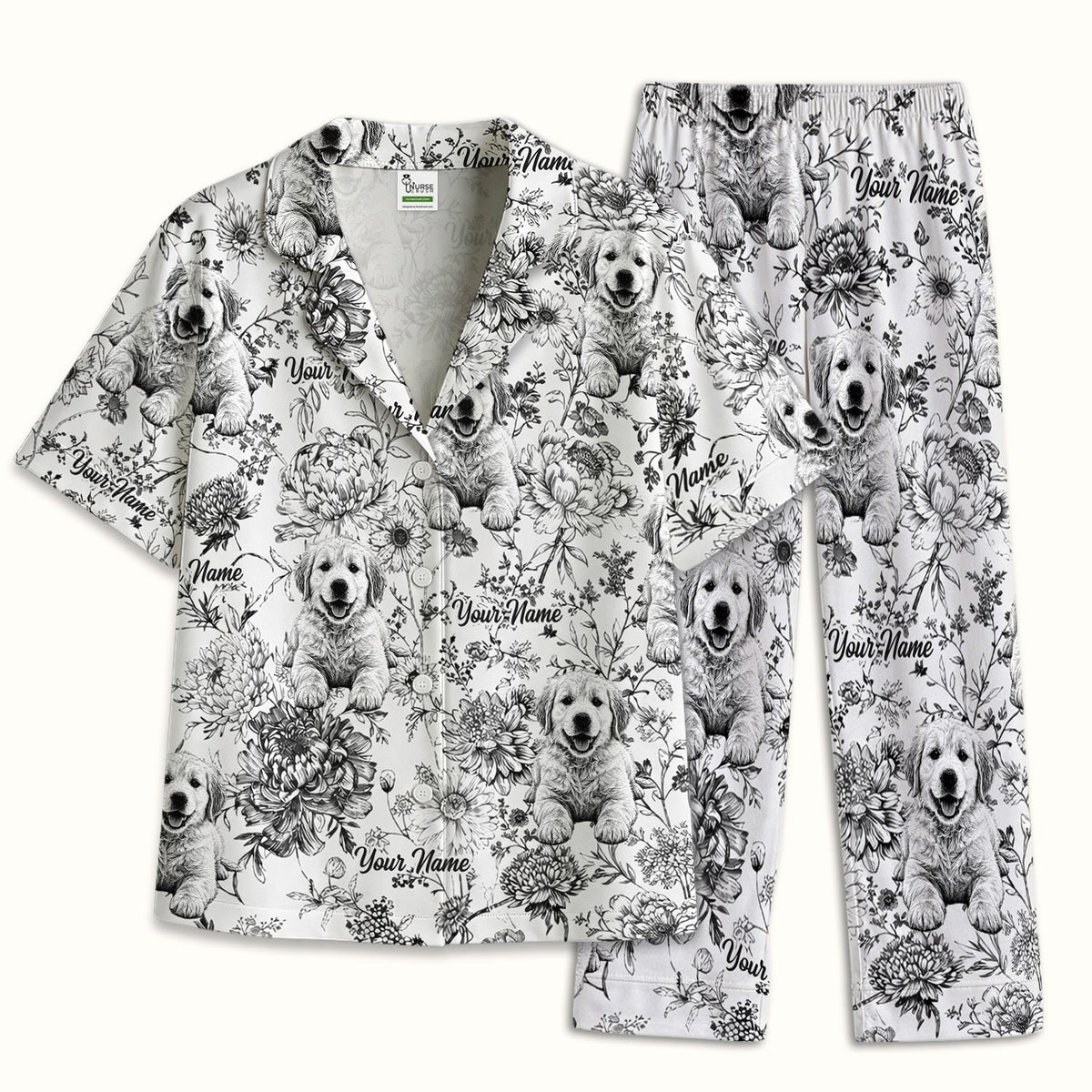 Personalized Pet Photo Floral Pajama Set