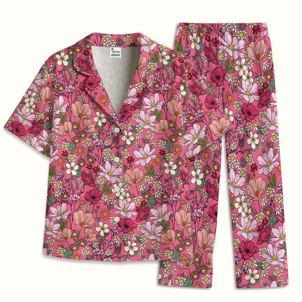 Pink Daisy Wildflower Pajama Set