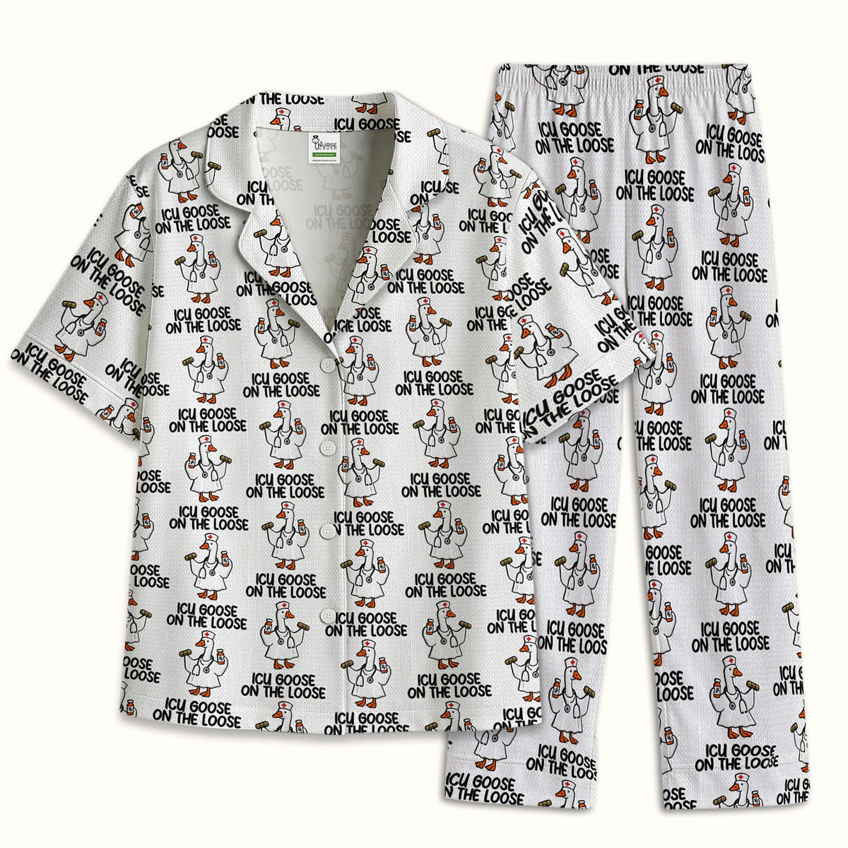 Green Botanical Floral Pajama Set