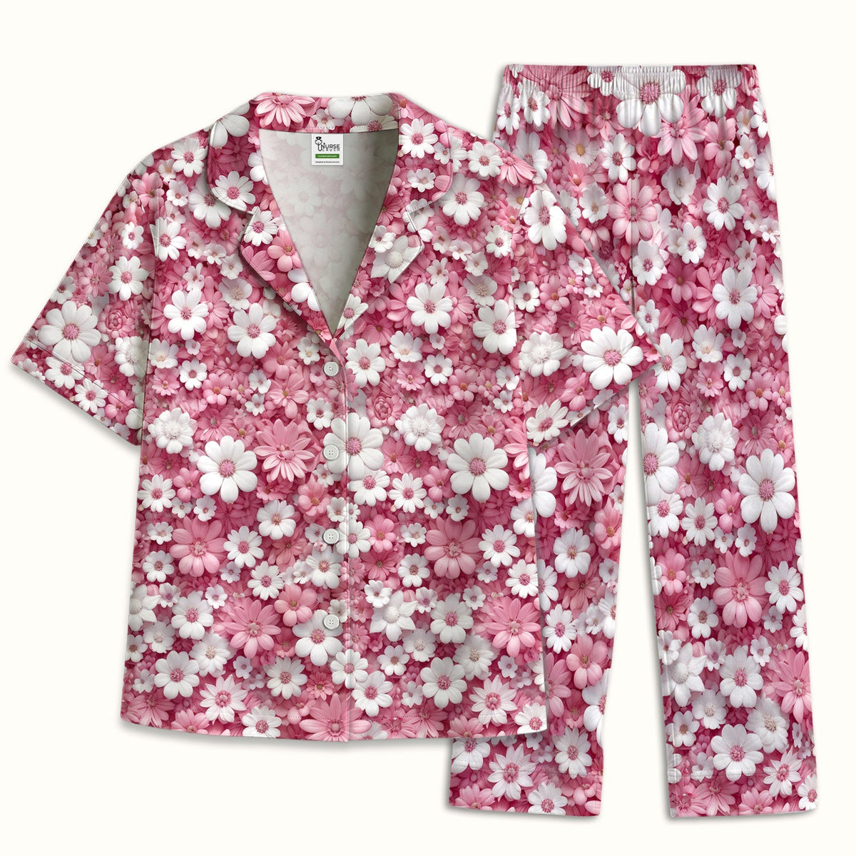 Daisy Flower Bloom Nurse Pajama Set