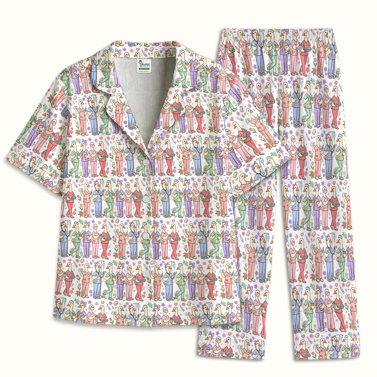 Goose Characters Floral Pajama Set