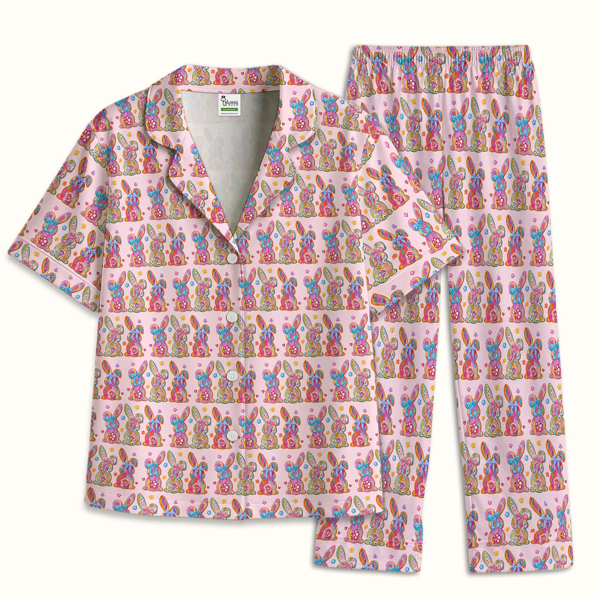 Pastel Bunny Floral Pajama Set
