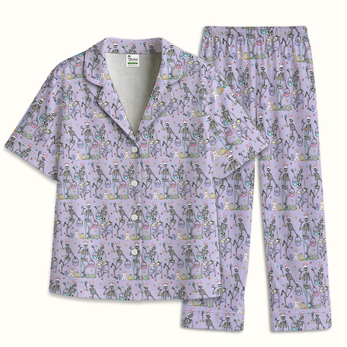 Fun Skeleton Bunny Pajama Set - Easter Gift For Nurse