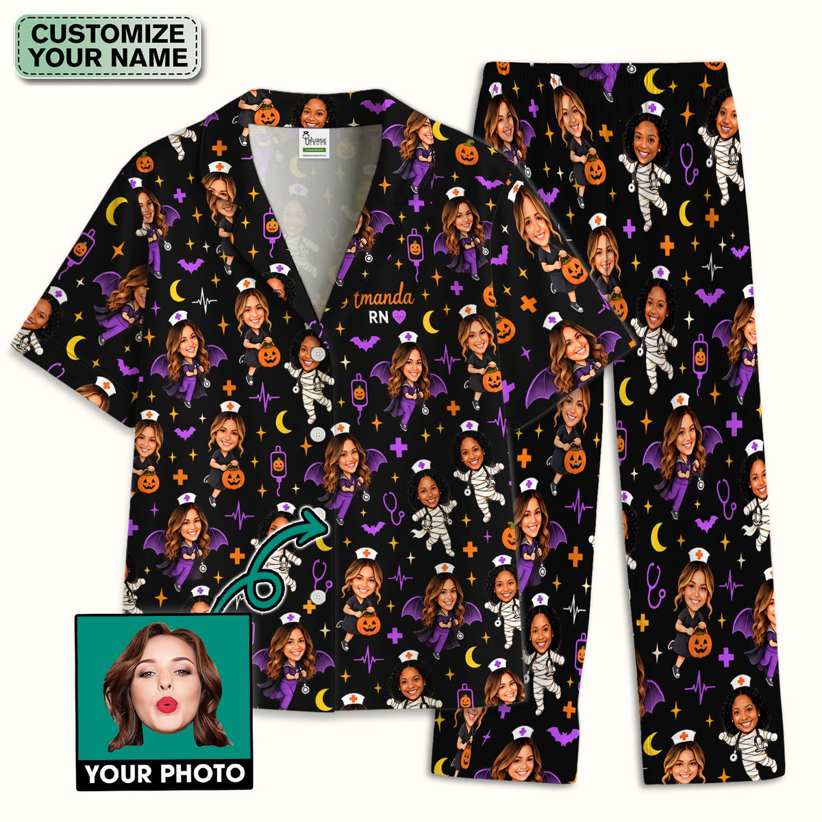 Personalized Halloween Photo Pajama Set