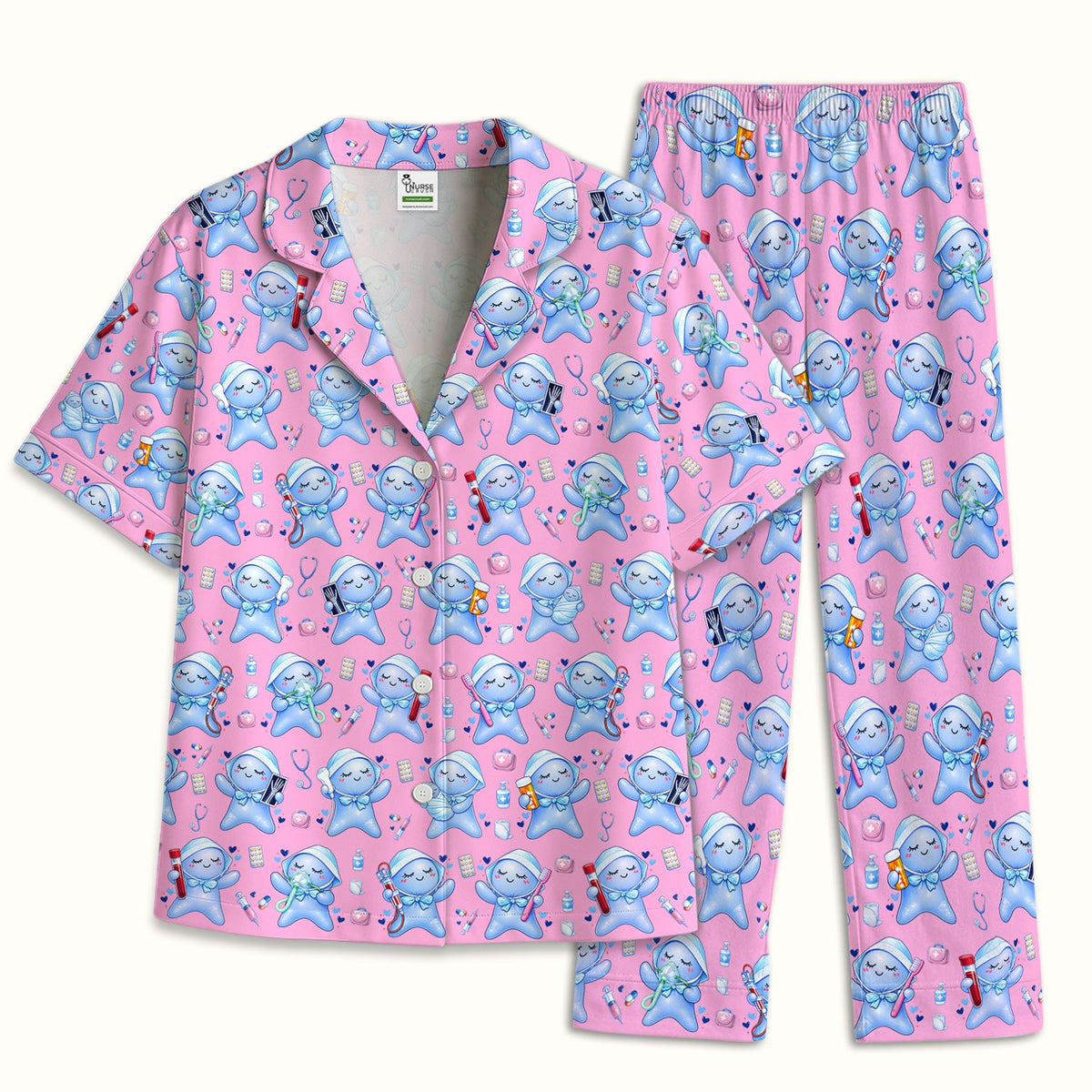 Dental Tooth Character Nurse Pajama Set