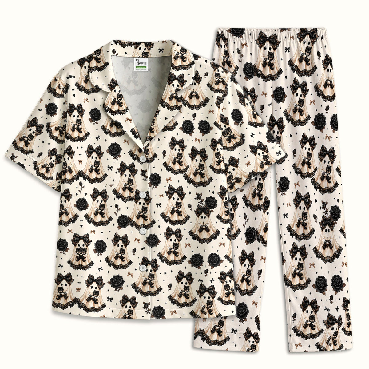 Ghost Black Cat Pajama Set - Halloween Gift For Nurse