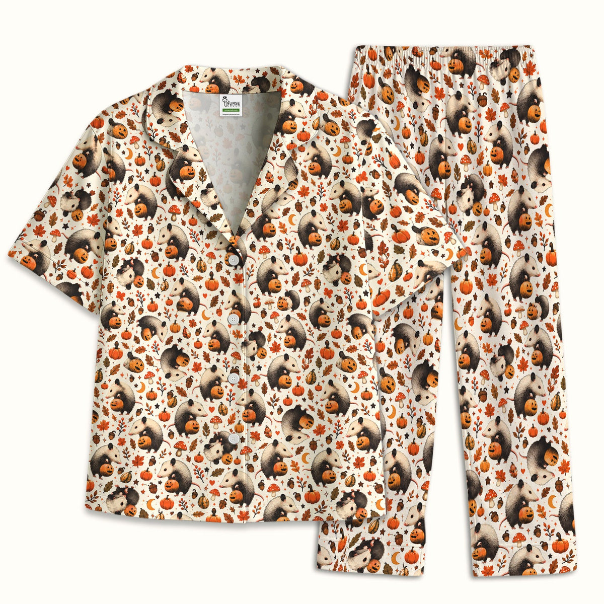 Opossum Pumpkin Patch Pajama Set - Halloween Gift For Nurse