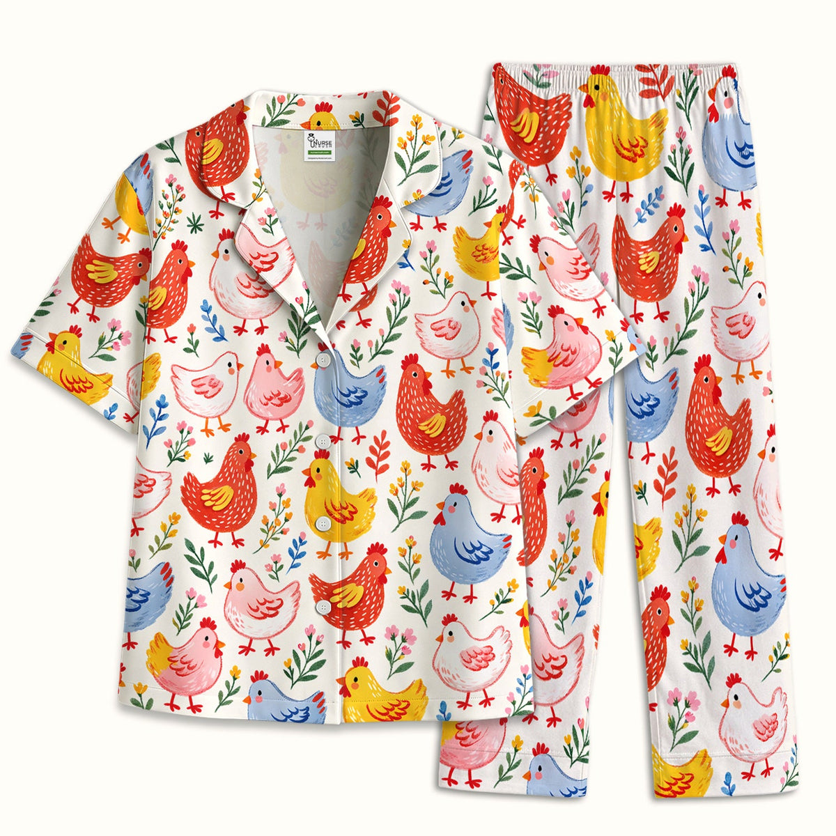 Fun Cartoon Hen Pajama Set