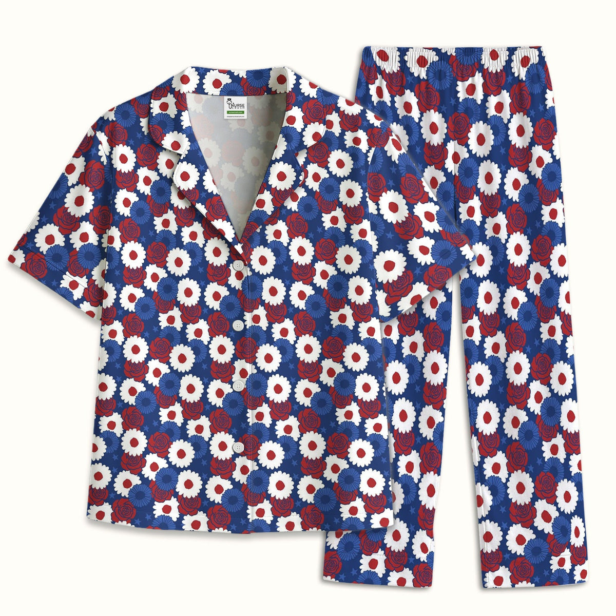 Daisy Rose Floral Nurse Pajama Set